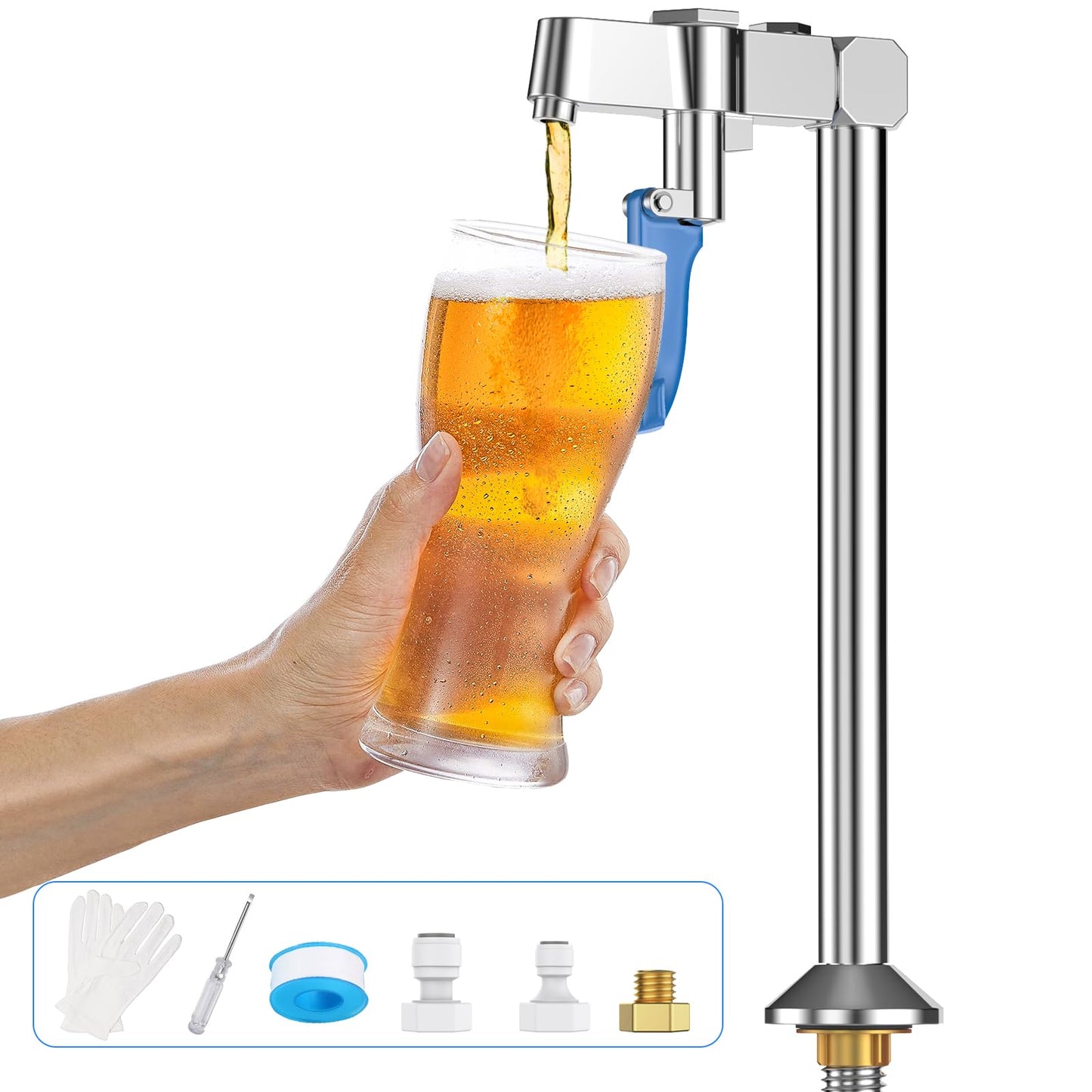 TYRRDE Glass Filler Faucet, 9-Inch Stainless Steel Push-Back Glass Filler Faucet Deck Mount Pedestal Water Station, Drinking Water Filling Tap for Bar Hotel Restaurant Cafes