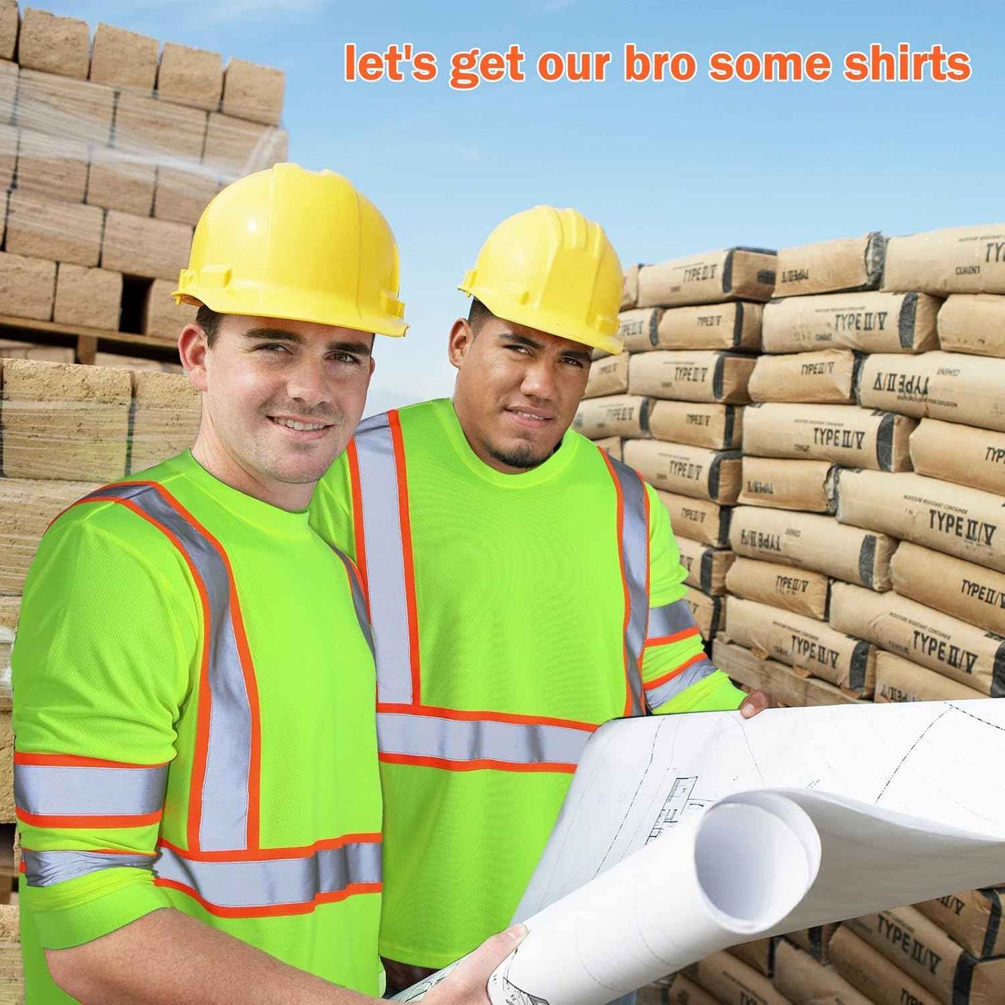 High Visibility Class 3 Safety T-Shirt - 6 Pack Long Sleeve Reflective Work Shirts for Construction & Surveying