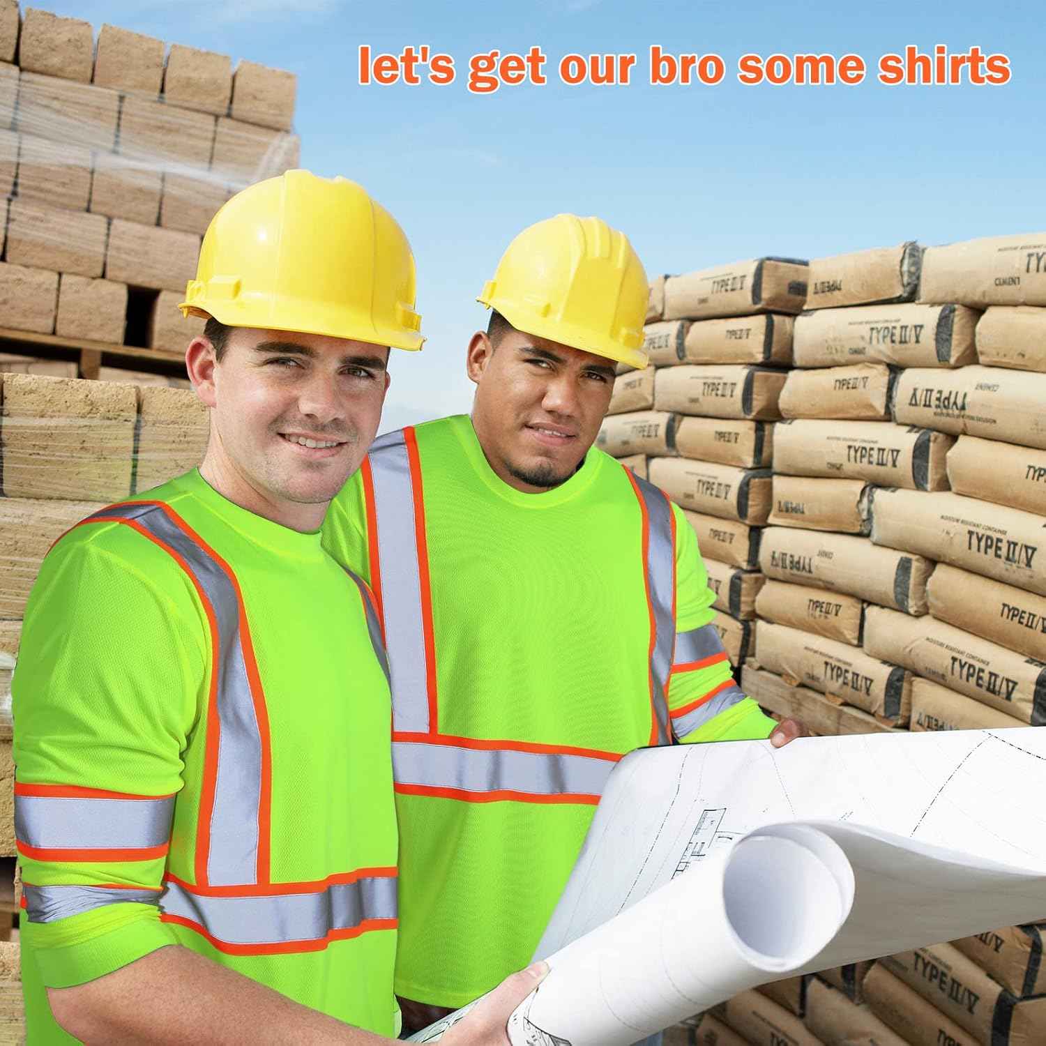 High Visibility Class 3 Safety T-Shirt - 6 Pack Long Sleeve Reflective Work Shirts for Construction & Surveying
