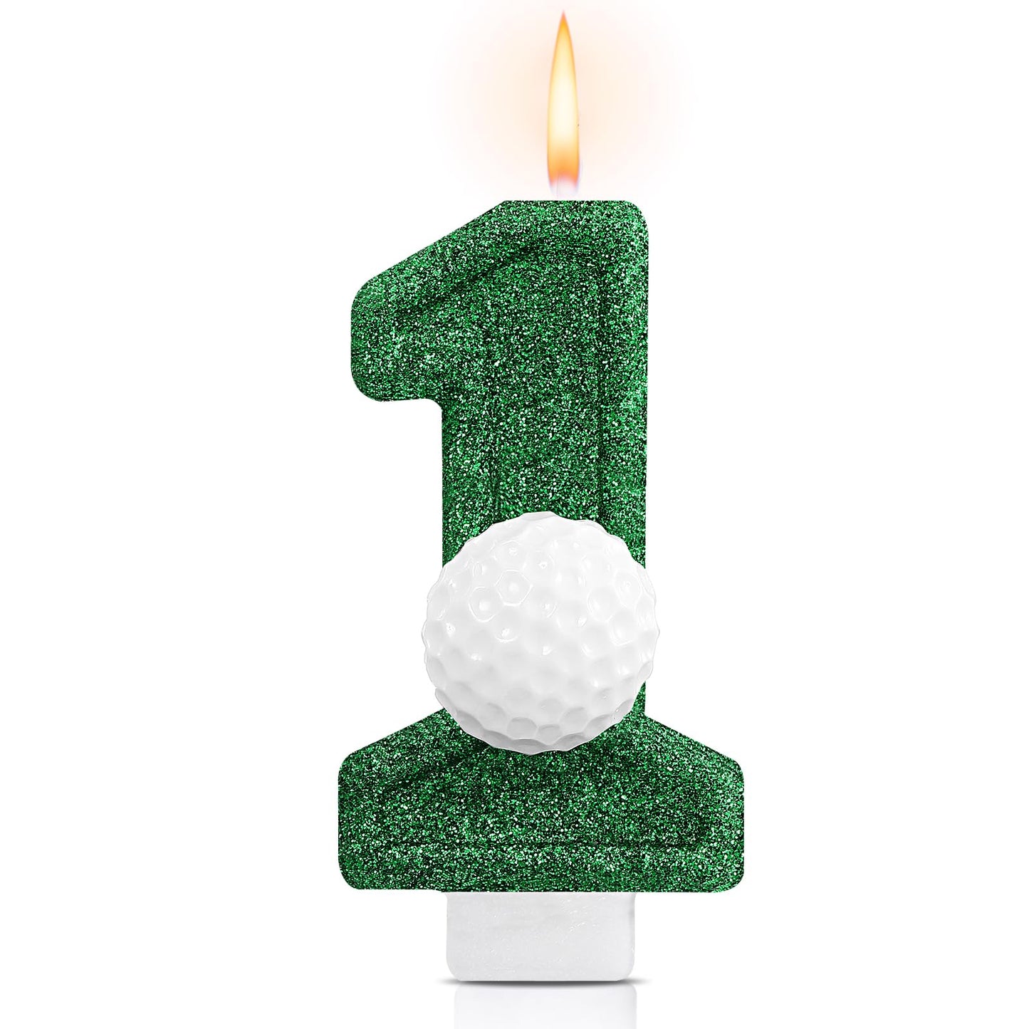 Conelist Golf 1 Candle for First Birthday Green Number 1 Candle Glitter Golf Party Decorations for Sport Birthday Cake Topper Anniversary Party Supplies