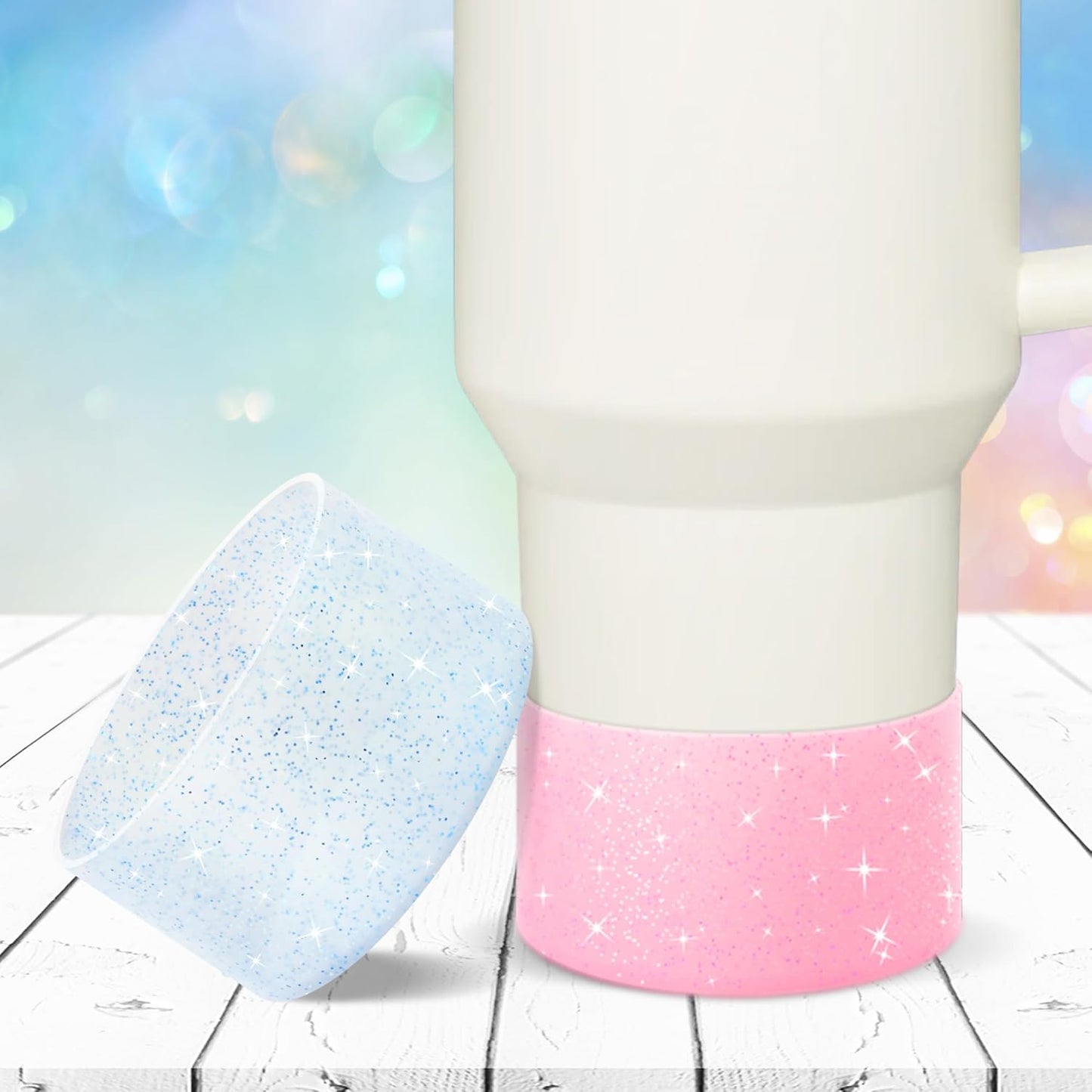 Vmini Glitter Silicone Boot - Protective Anti-Slip Sleeve for Stanley Tumbler & Hydro Flask | Fits 20-40oz & 12-24oz Bottles