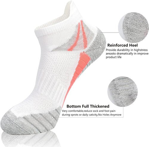J.WMEET Women's Athletic Ankle Socks - Cushioned & Breathable Performance | 6 Pack Cotton Quarter