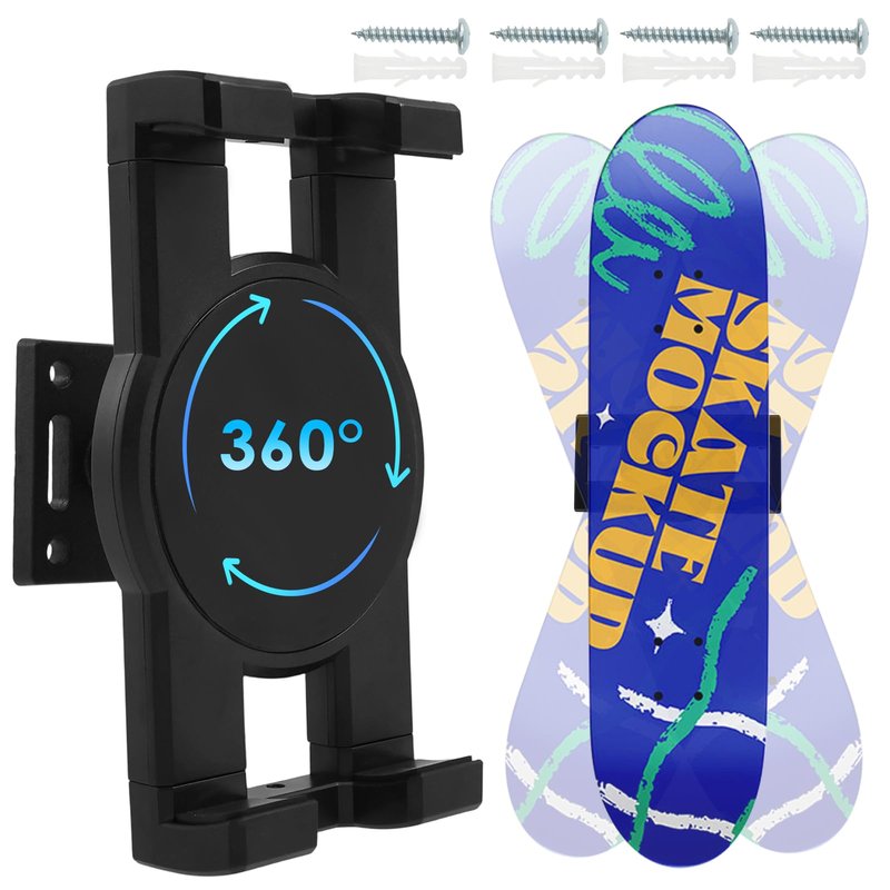 HJJWNDDNG Skateboard Wall Mount 360° Rotating Skateboard Decks Wall Mount, Extending and Floating Display Skateboard Wall Holder Grab, Fit for Any Skateboarder Horizontal Any Angle (1Pcs)