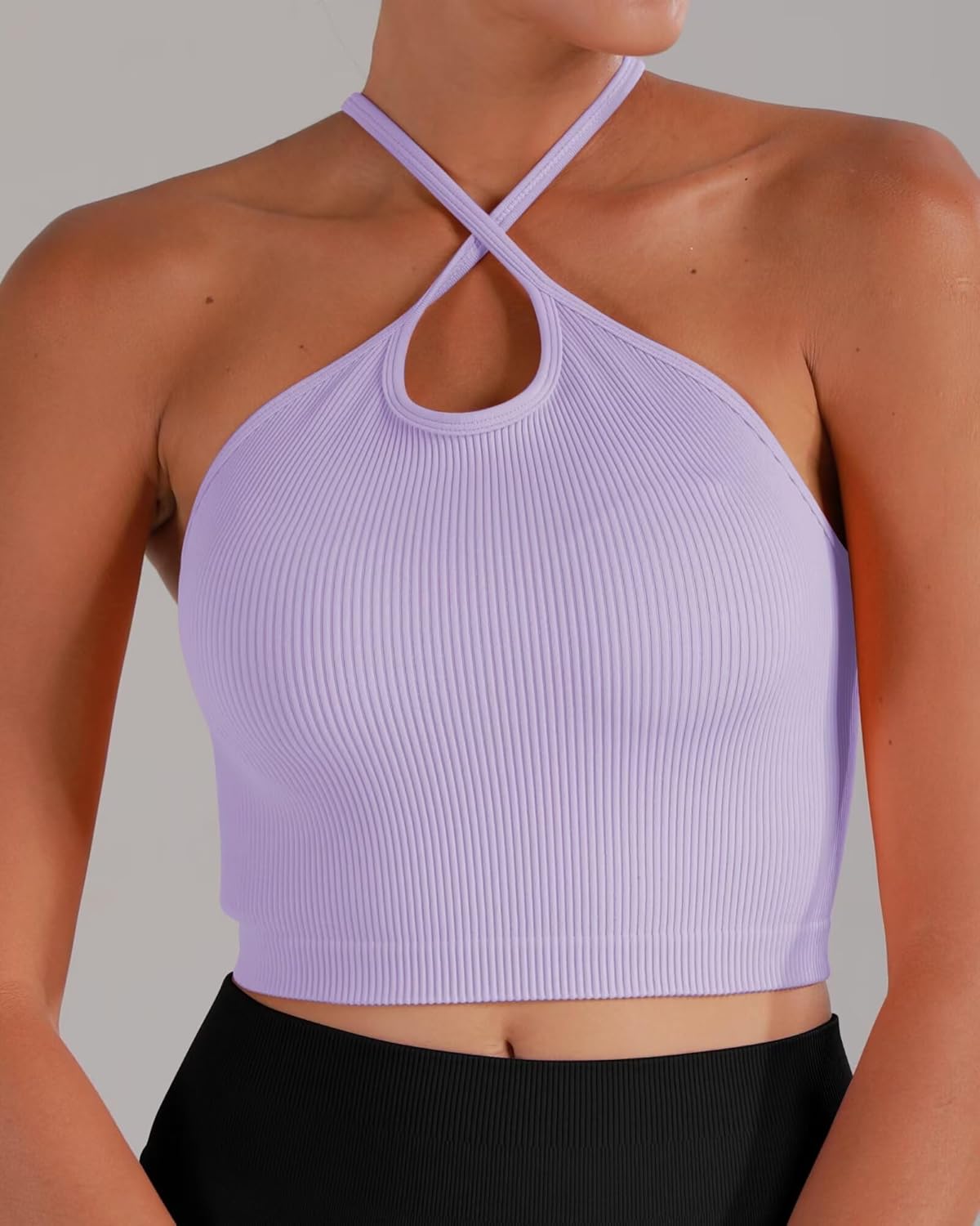 Sunzel Ribbed Crop Tank Top - Seamless Racerback, Slim Fit Stretchy Gym Camisole for Women