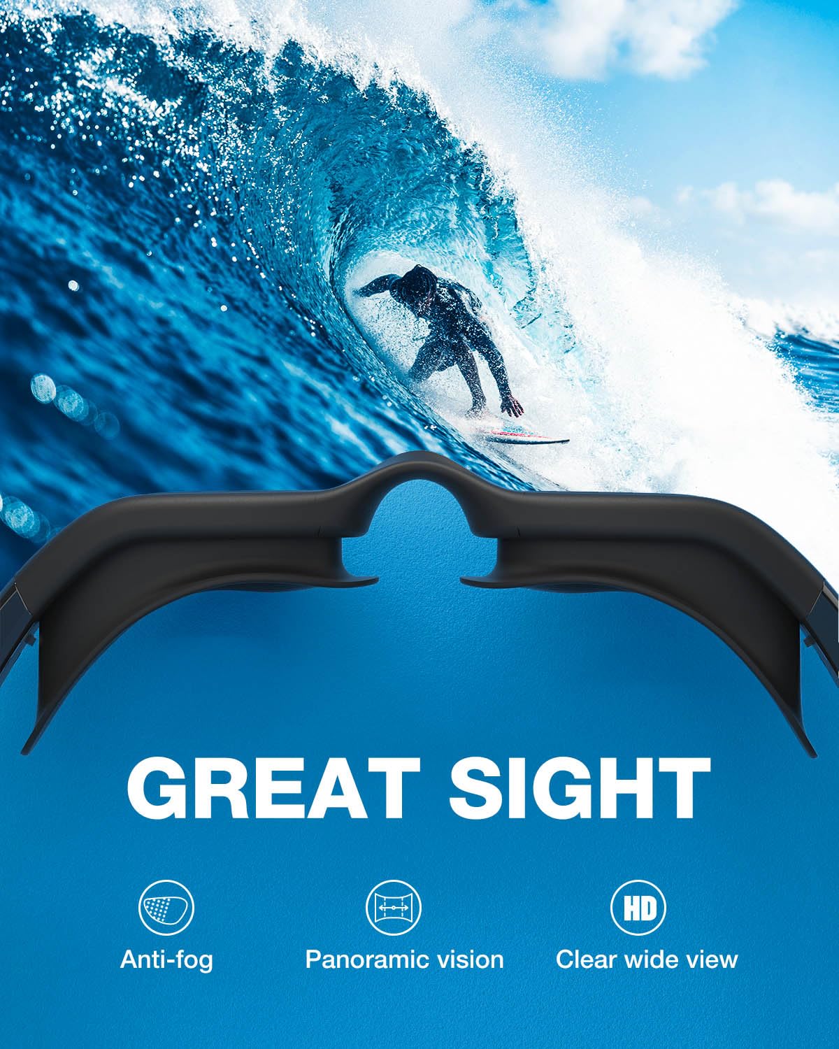 ZIONOR Swim Goggles, G1 Polarized Swimming Goggles UV Protection Anti-fog Adjustable Strap for Adult Men Women (Polarized Light Smoke Lens)
