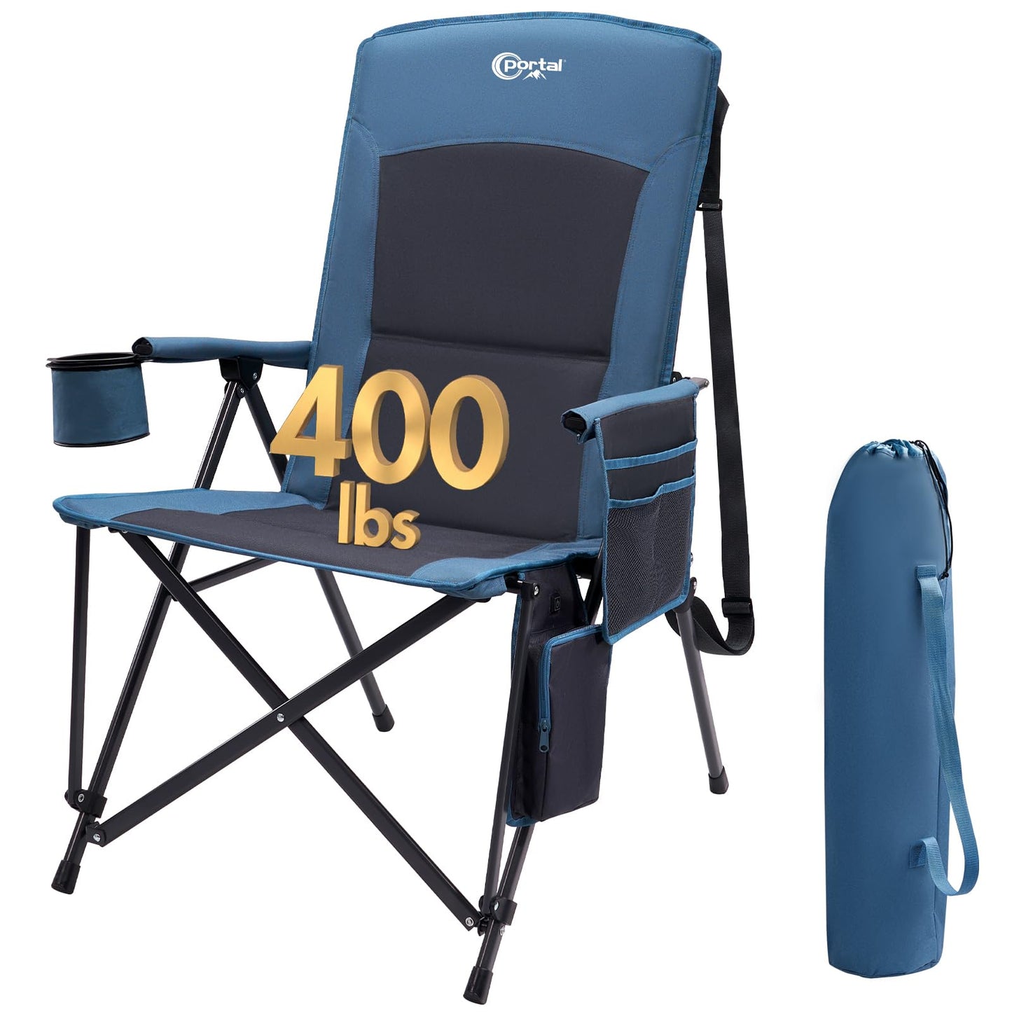 Portal 400 LBs Heavy Duty Camping Chairs for Adults, 23"W Outdoor Folding Chairs with High Back, Heated Portable Folable Chair for Lawn, Sports, Fishing, Outside