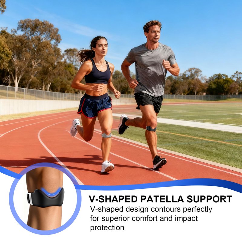 YICYC Silicone Patellar Tendon Support Strap 2 Pack, Adjustable Non-Slip Patella Band Stabilizer Knee Brace for Running, Hiking, Jumpers Knee, Tendonitis, Basketball, Volleyball, Squats