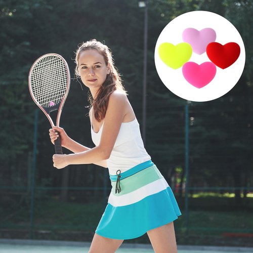 KALIONE 4pcs Tennis Vibration Dampener, Tennis Racket Shock Absorbers, Heart-Shaped Silicone Dampener Tool for Tennises Racquet String Dampeners Cute Tennises Supplies（Mixed Colors）