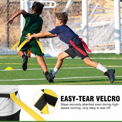 Flag Football Set by [Brand Name] - Adjustable 14/20 Player Belts with Cones, Football, Pump & Bag