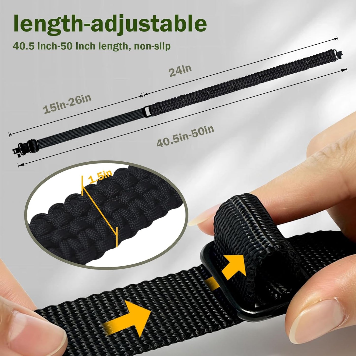 Skiennix Adjustable 2-Point Paracord Rifle Sling - Heavy-Duty Gun Sling for Hunting & Survival | Fits Most Rifles