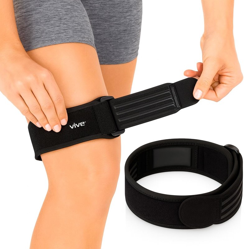 Vive IT Band Strap - Iliotibial Band Compression Wrap - Outside of Knee Pain, Hip, Thigh & ITB Syndrome Support - Neoprene Brace for Running and Exercise - Athletic Stabilizer for Men, Women