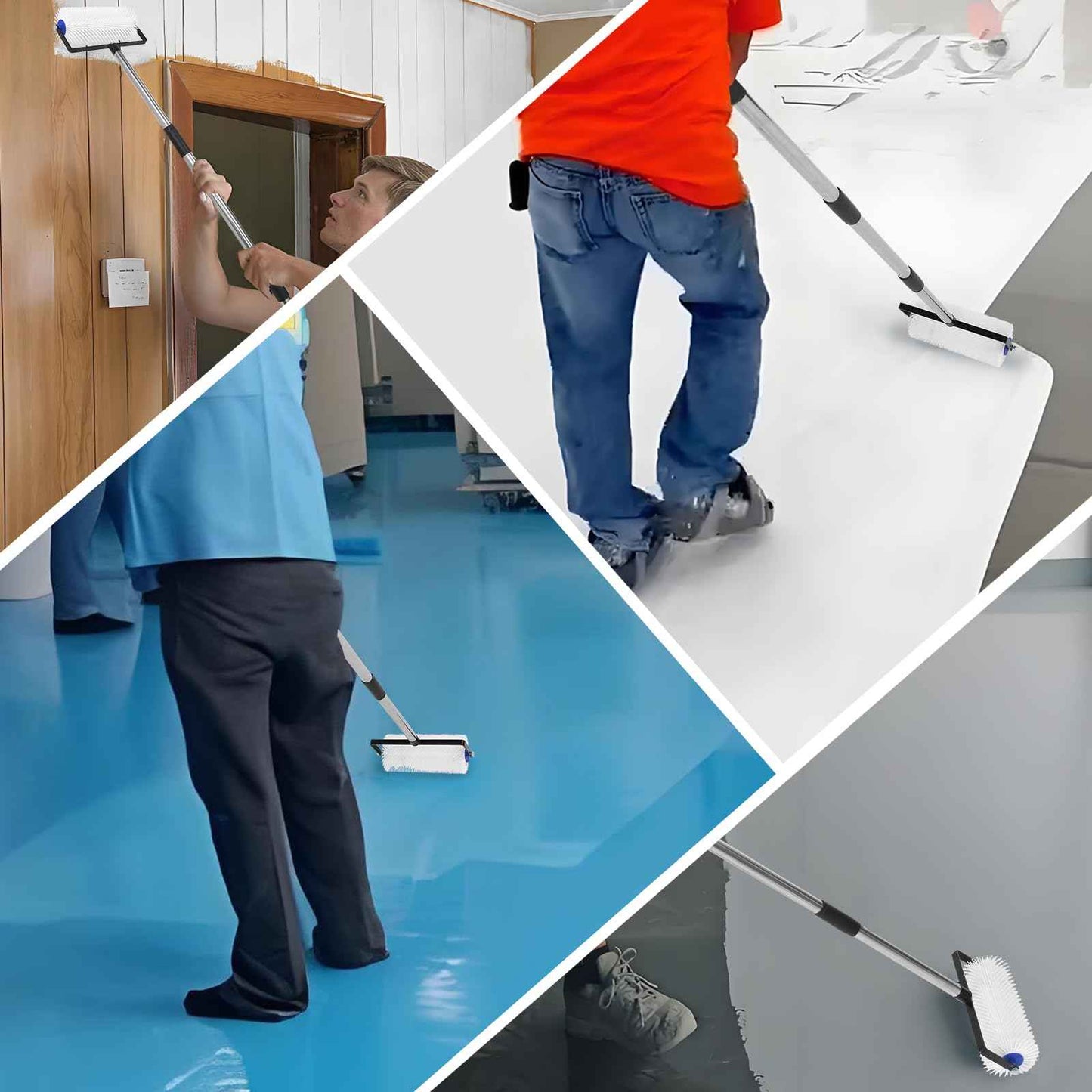 Spiked Roller for Self Leveling,9” Floor Leveling Spiked Roller for Self Leveling Concrete & Epoxy Bubble Removal - Adjustable Handle (34-77in) Lightweight Durable Screed Tool for Cement, Paint