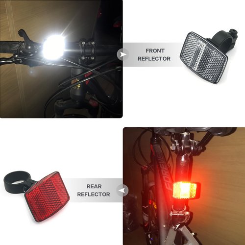 MFC PRO Black Front-Rear Wheel Road Bicycle Reflector Kit (White Reflector Kit)