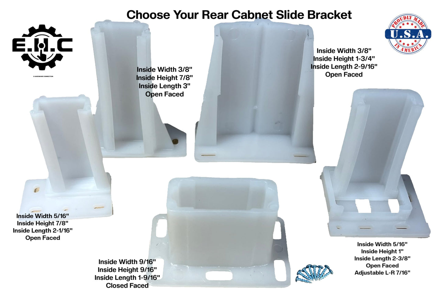 Drawer/Cabinet Slide Track/Socket/Brackets/Choose from Various Sizes/All Hardware Included by E.H.C. (5/16" Track Wth x 1" Hht x 2-3/8" Lgth -Adjustable)