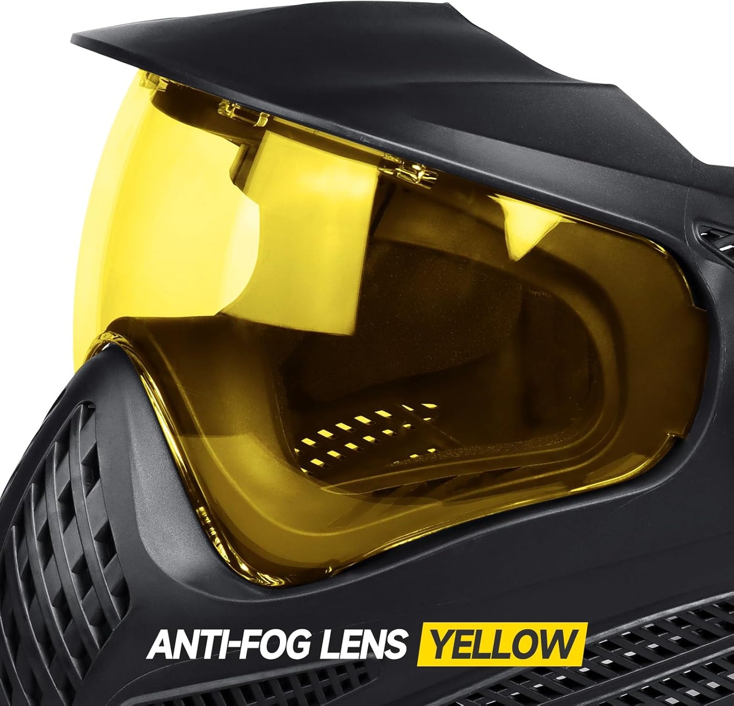 Xaegistac Paintball Mask - Integrated Sun Visor, Wide Field of View, Anti-Fog, Adjustable Headband