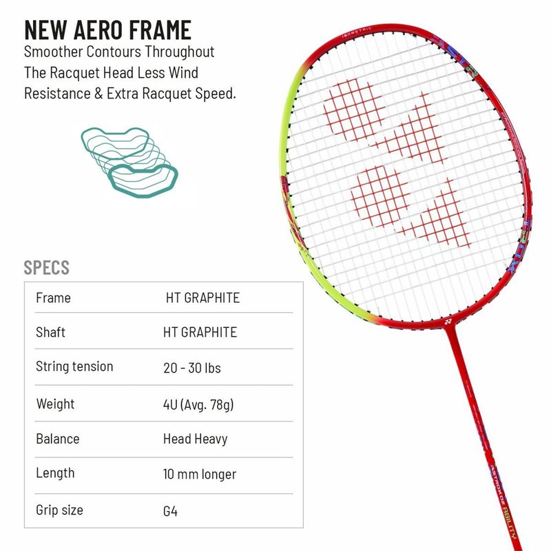 Yonex Astrox 02 Ability Red Strung Badminton Racquet Grip Size 4U G4