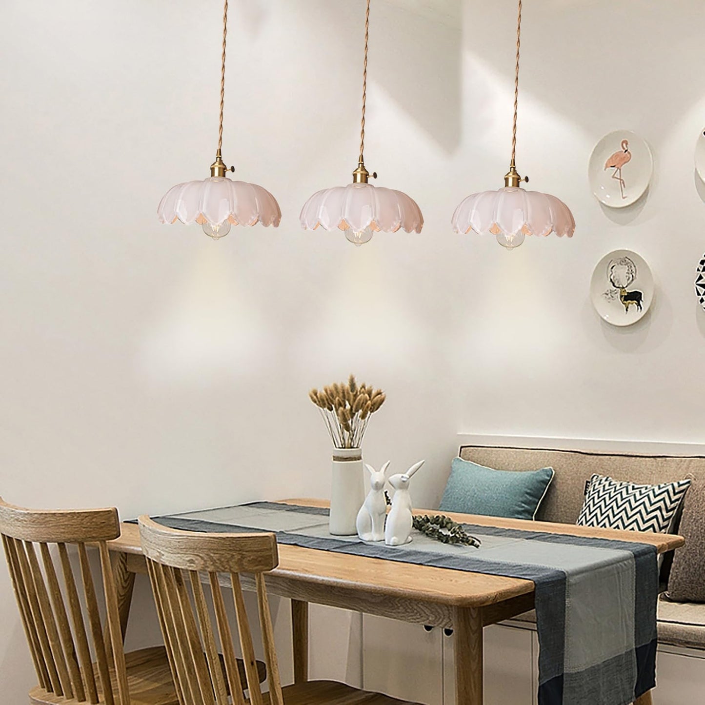 LOTREE Milk White Glass Pendant Light Fixtures Medium 9.8 Inches Lampshade Gold Brass Finish and Switch Vintage Pendant Ceiling Lamp Copper Pendant Lighting (Milk White)