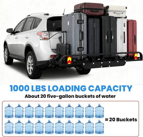 Aluminum Hitch Cargo Carrier - 1000LBS Capacity with Ramp | 53” x 29” x 9” for SUV & Truck