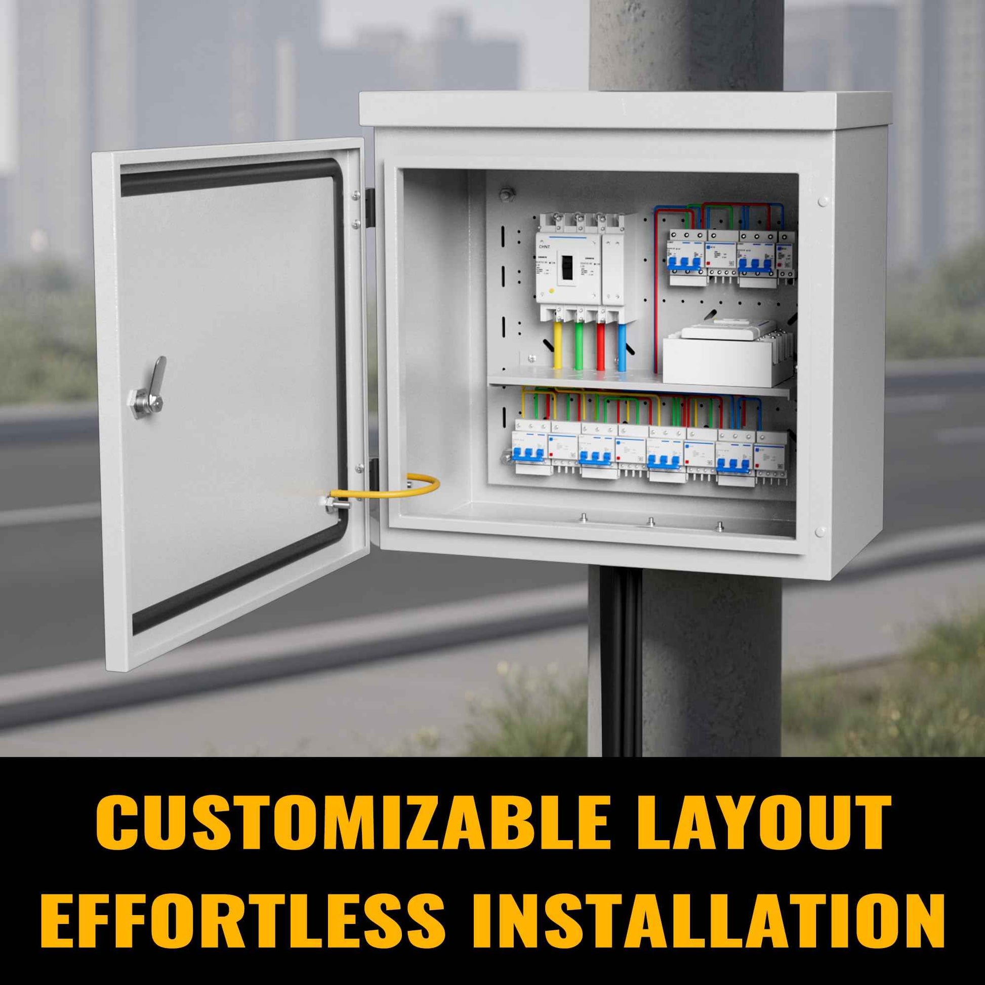 StructoMax Steel Electrical Box, 16"x12"x6" Steel Enclosure, IP67 Waterproof & Rust-Resistant, Outdoor/Indoor Electrical Junction Box with Mounting Plate for Wall/Pole Mount