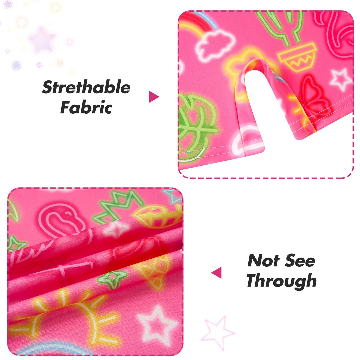 Taubow 2 Packs Leotards for Girls Size 7-8 Gymnastics Outfit Neon Star Leotard Biketard with Shorts Tumbling Outfit