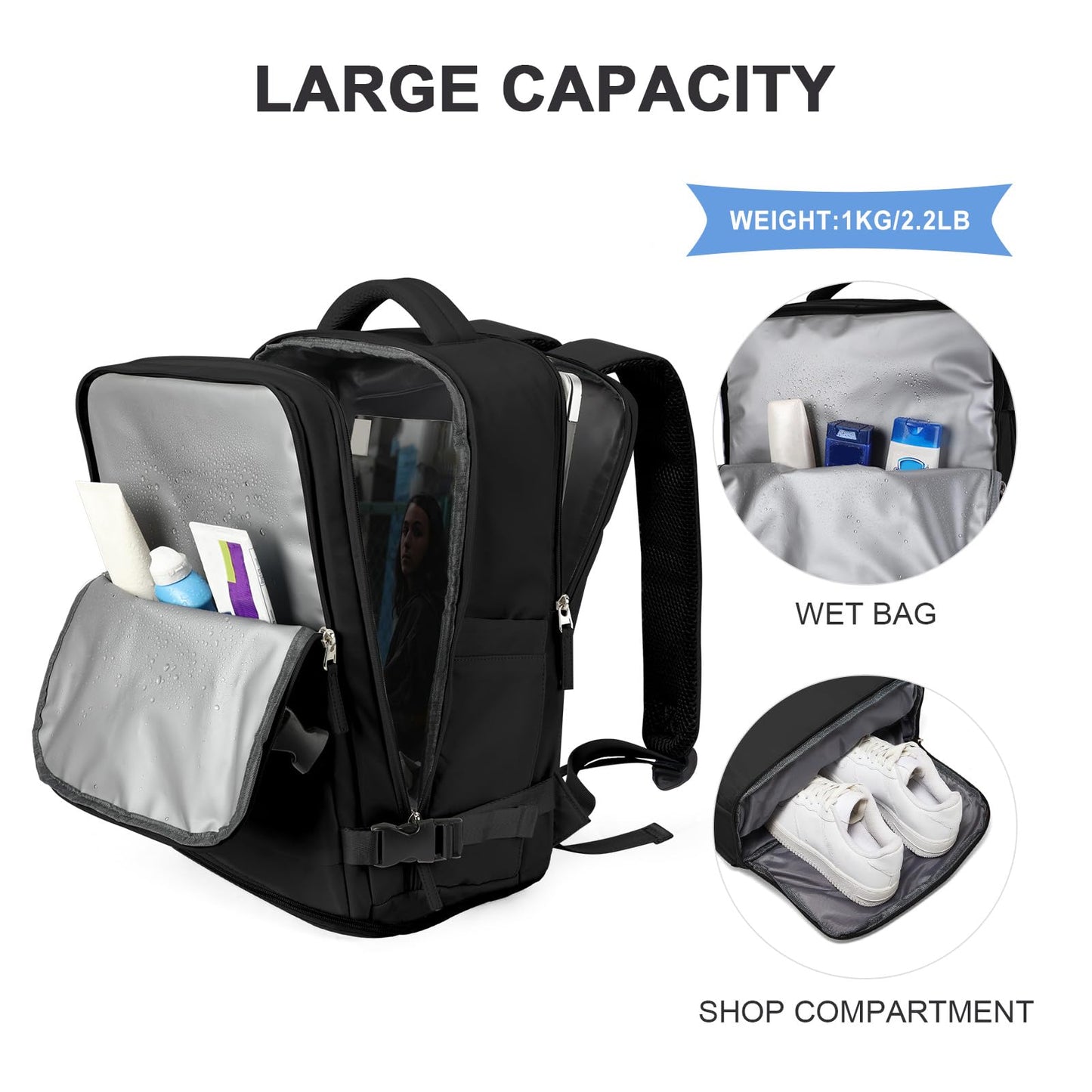 coowoz Travel Backpack For Women Men Airline Approved,Carry On Backpack,Large Hiking Laptop College Backpacks Waterproof Outdoor Sports Rucksack Casual Daypack Fit 15.6 Inch Backpacks