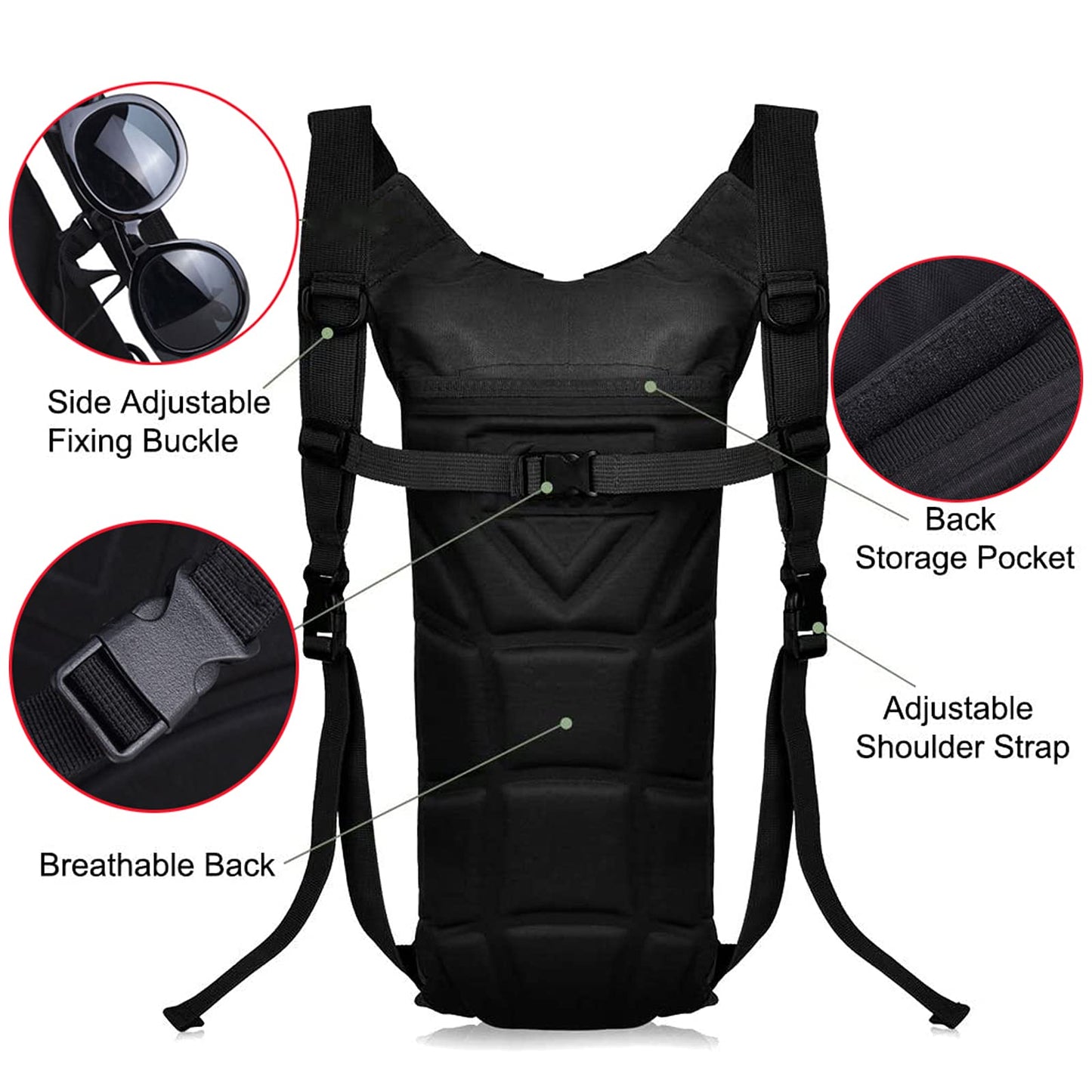 Water Backpack Black Hydration Backpack with 3 Liter Bladder Lightweight & Waterproof Hydration Pack for Hiking, Cycling, Running,Climbing Outdoorer ,Gift for dad