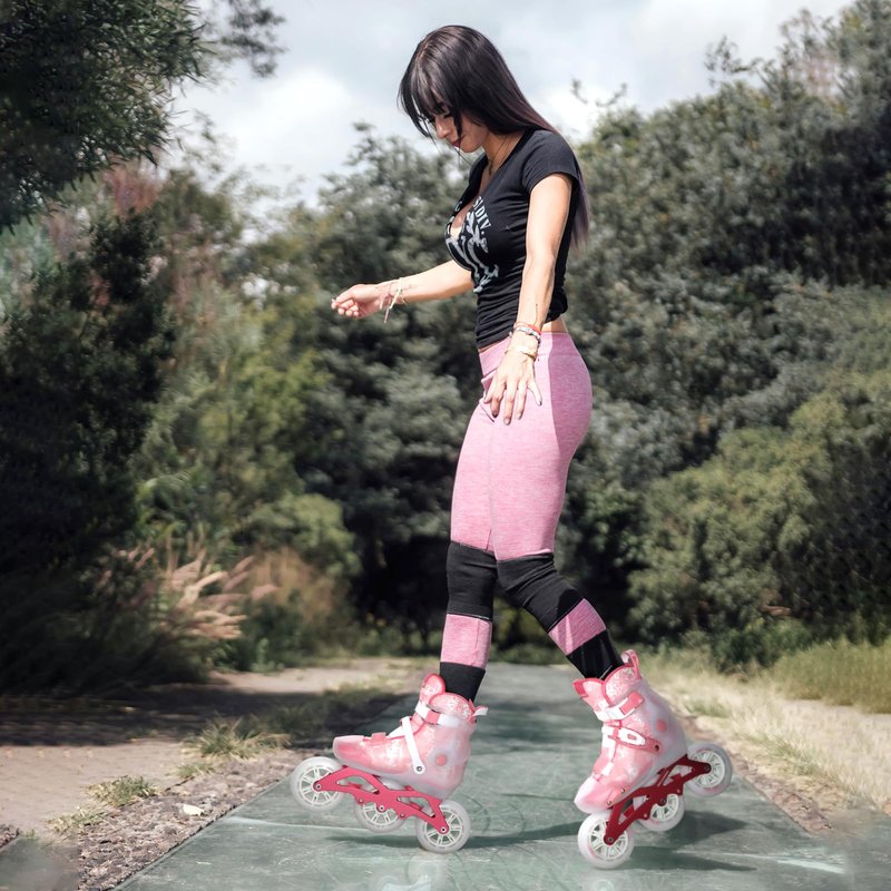 TUOSAMTIN Inline Skates for Women Adult and Girls, Adjustable Outdoor Inline Skates with 3 110MM Wheels (L(4-7US))