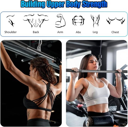 LAT Pulldown Bar Attachment - Non-Slip Handle for Strength Training | 39-Inch Gym Cable Machine Accessory
