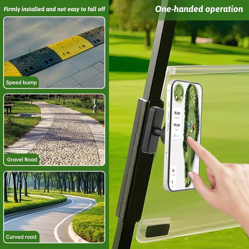 Magnetic Golf Cart Phone Holder, Aluminum Phone Mount with N52 Magnets Golf Cart Accessories, Compatible with MagSafe iPhone 16 15 14 13 12 Series Mini, Magnets for Any Iron Metal Surface