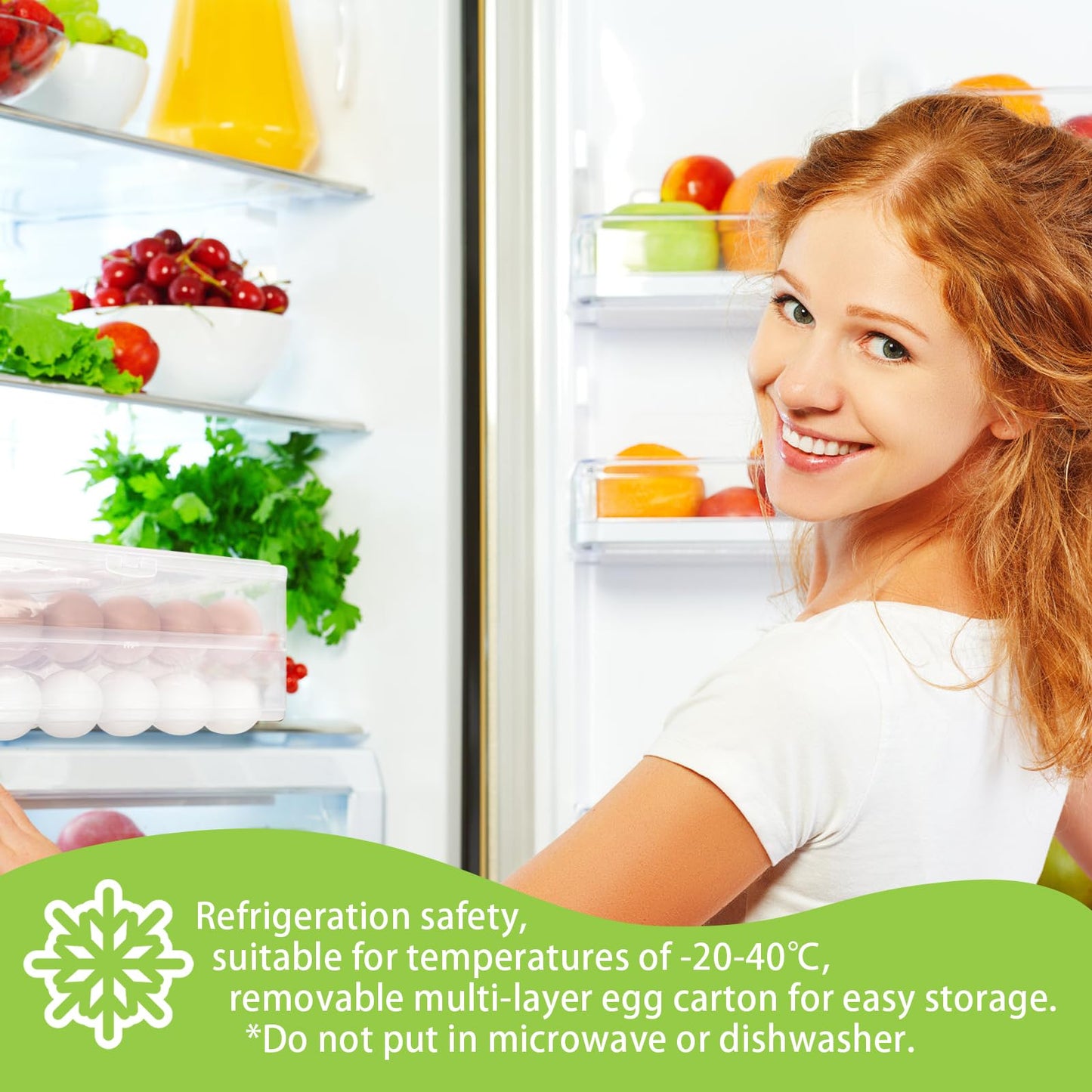 Jnnzzggu Egg Holder for Refrigerator,3-Layer Deviled Egg Tray with Lid,Plastic Stackable Egg Container with Handle for Kitchen,Keep Fresh(72 Eggs)