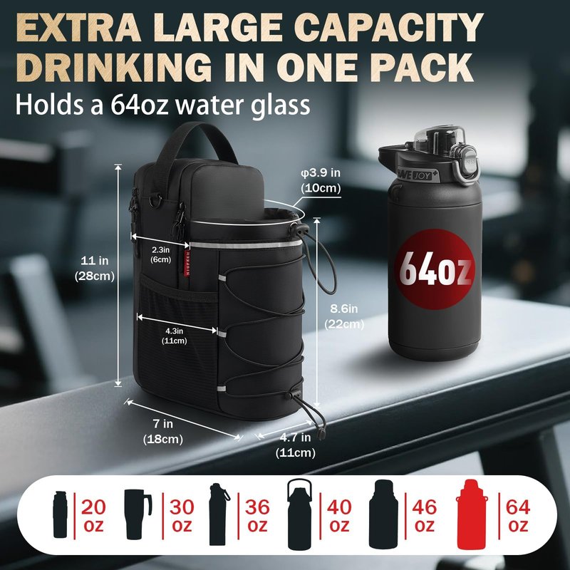 niufeek Magnetic Gym Bags with Water Bottle Holder, 4KG Non-Slip Strong Magnetic Gym Water Bottle Bag, Crossbody Sling Pouch Bottle Carrier for Men Women Workout, Walking, Hiking, Travel & Fitness