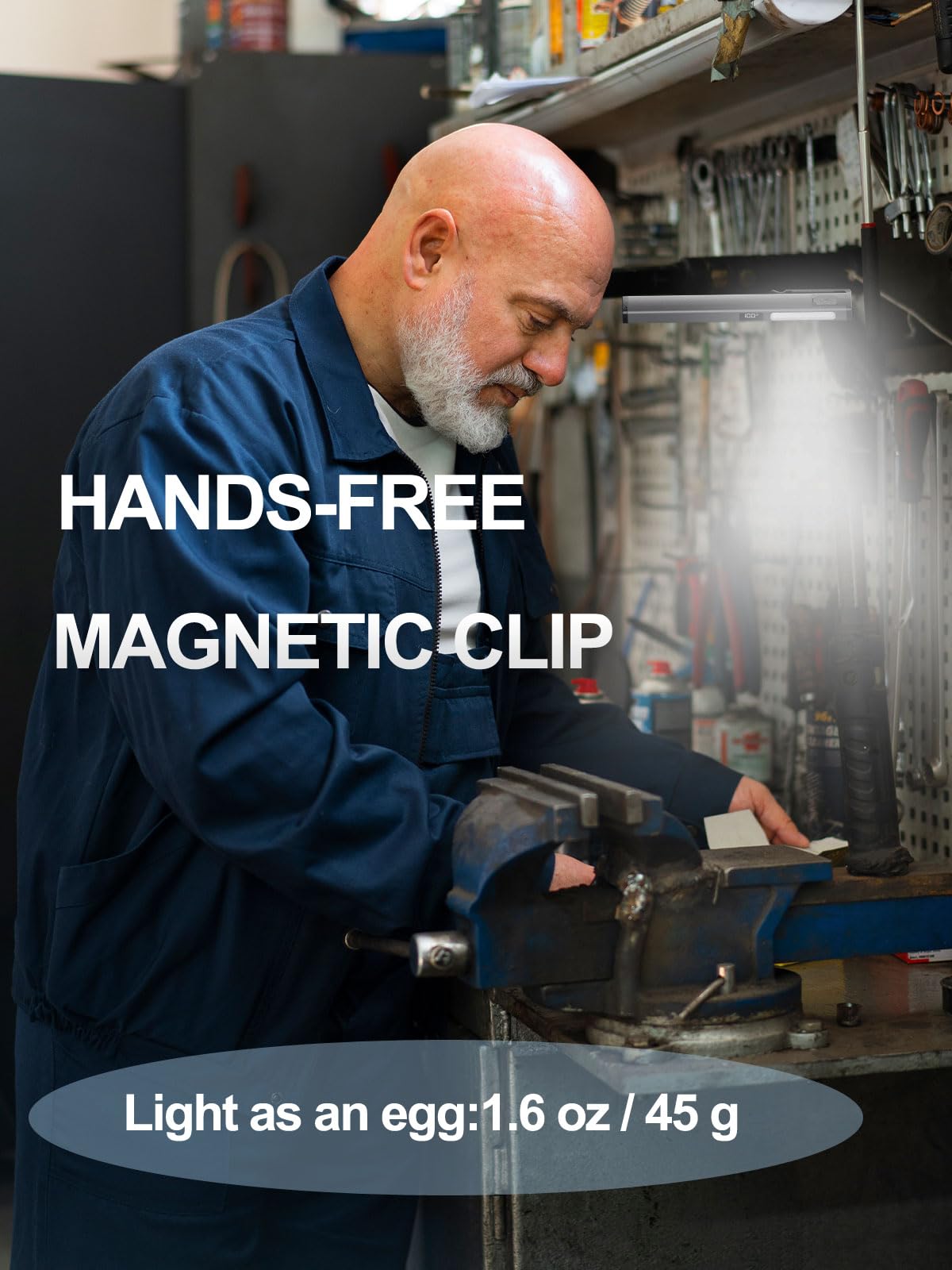 Tileon Rechargeable Pen Flashlight with 6 Modes & Power Display,Type-C Charging LED Pen Light with COB Light,Portable Pocket Flashlight for Camping, Emergency, Home (Gray)