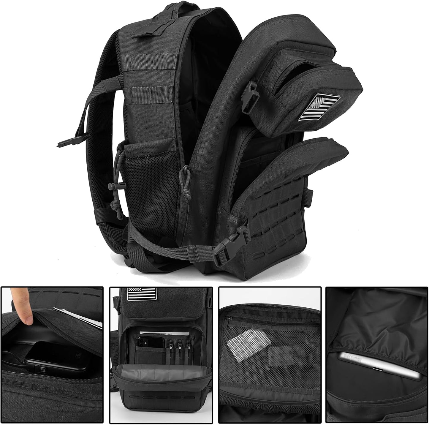 QT&QY Military Tactical Backpack - 25L/45L Molle Daypack for Men | Hiking Rucksack with Bottle Holder