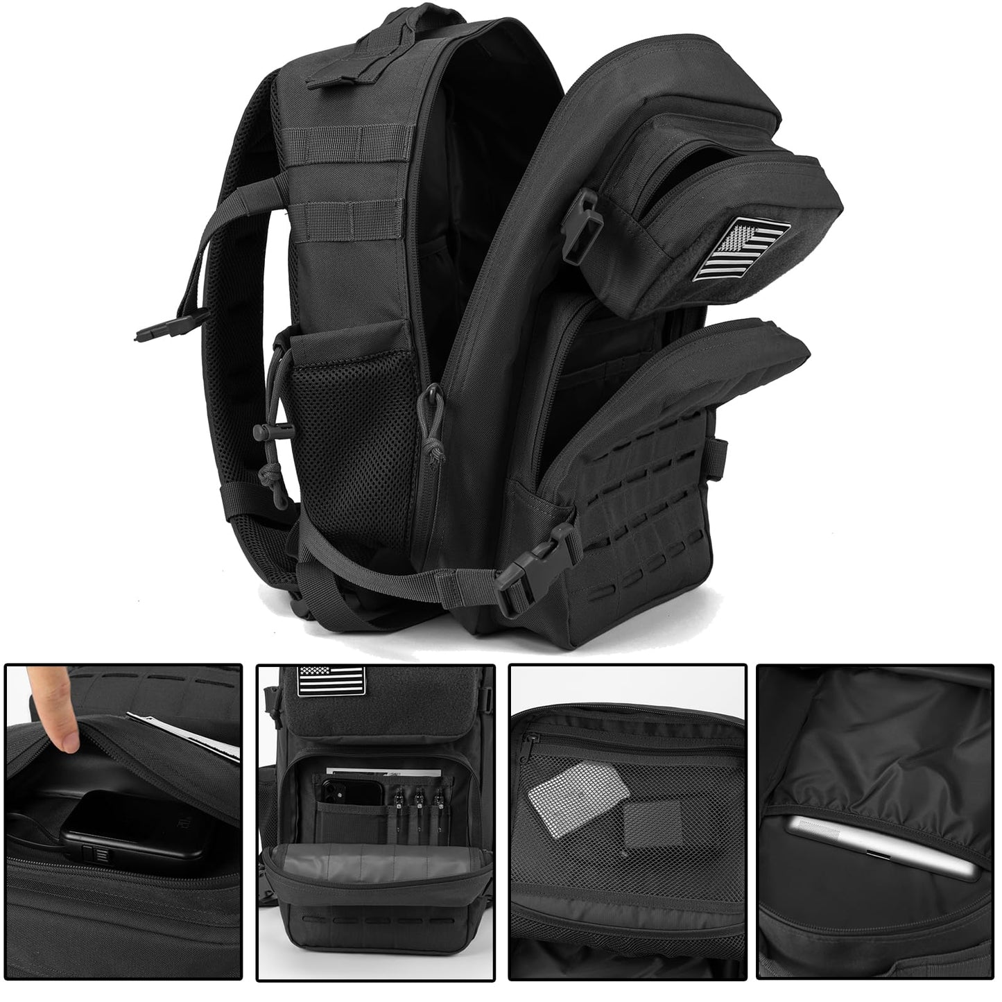 QT&QY 25L/45L Military Tactical Backpack For Men Molle Daypack 3 Day Bug Out Bag Hiking Rucksack With Bottle Holder