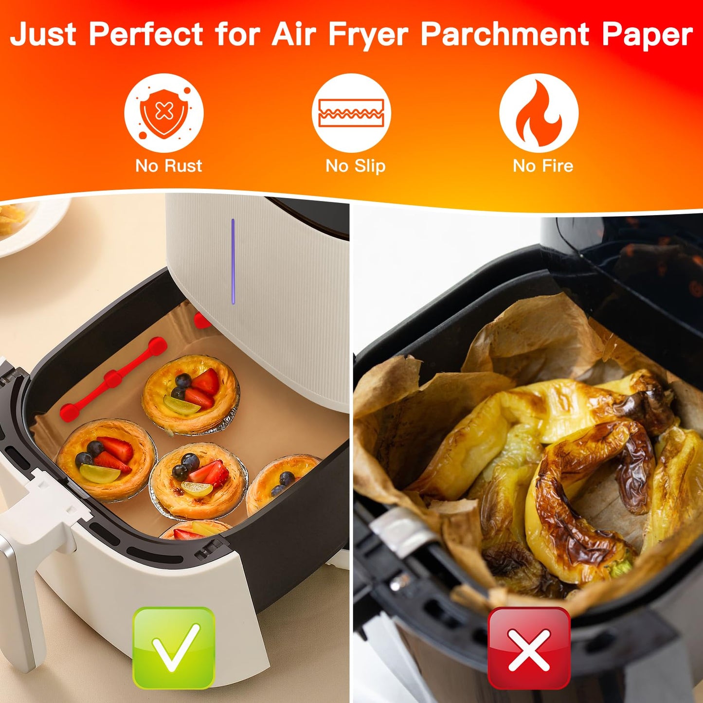 Air Fryer Magnets for Parchment Paper, Upgraded Powerful Magnetic Silicone Buckle for Holding Down Parchment Paper Liners, Lock Disposable Liners Safely and Prevent Paper to Burn