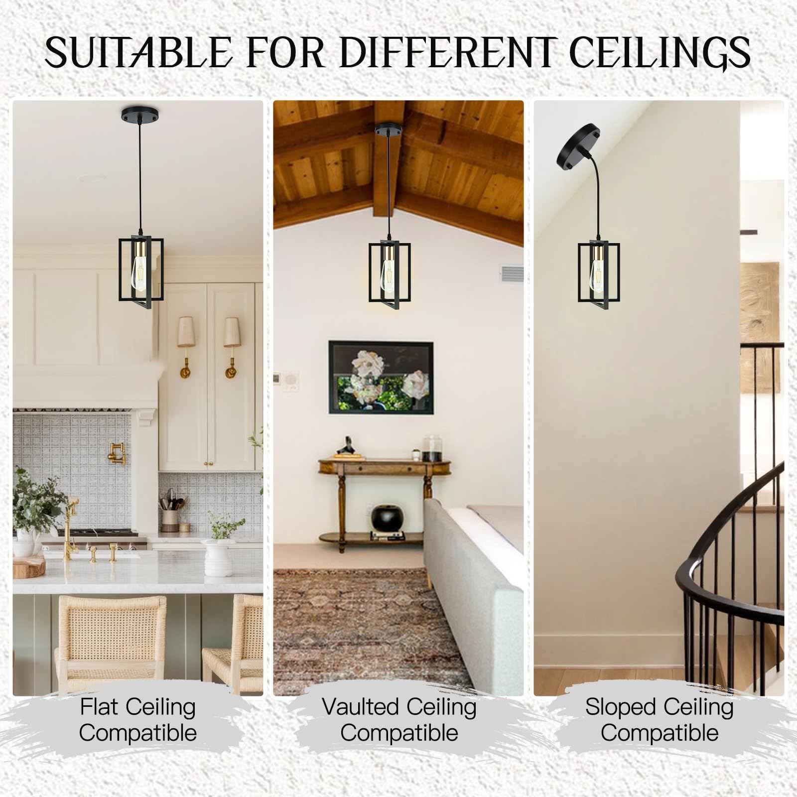 WKWKTOTO 3 Pack Black Pendant Lights for Kitchen Island, Industrial Hanging Light Fixture with Durable Metal Shades, Kitchen Island Lighting for Dining Room, Entryway, Restaurant