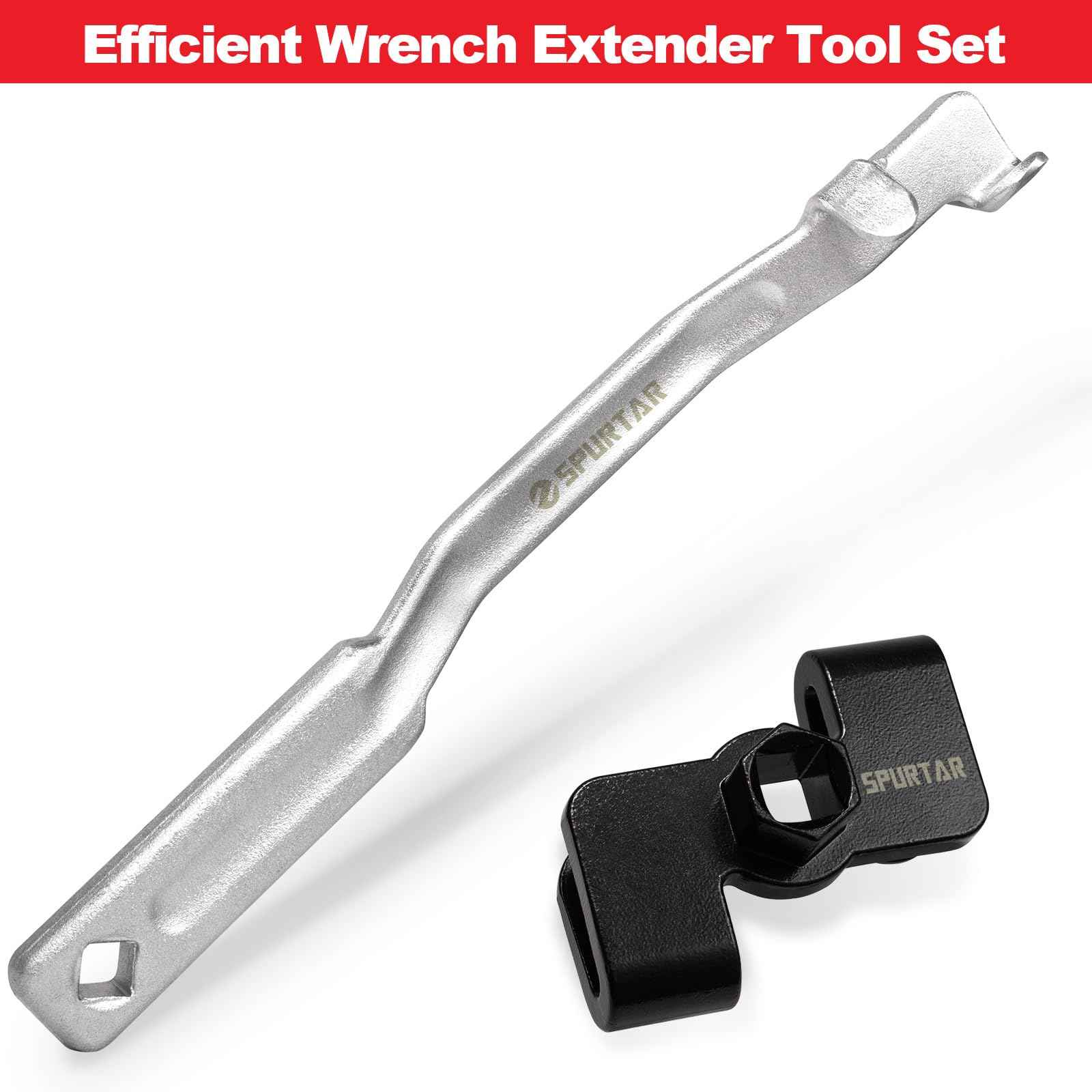 Spurtar Wrench Extender Tool with Extention Bar, Wrench Extender Adapter for 1/2" Drive or 21mm Hex Drive & 13.5” Extention Cheater Bar for Extra Leverage