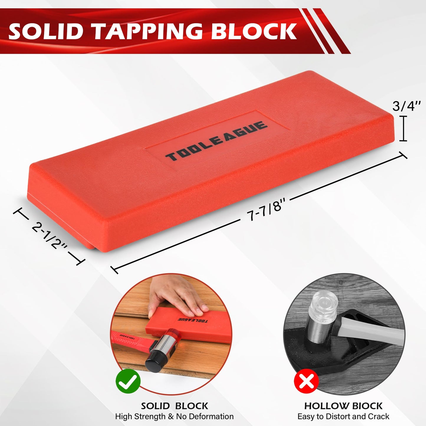 TOOLEAGUE 43Pcs Laminate Wood Flooring Installation Kit with 10-3/4 inch Double-Faced Soft Mallet,40Pcs Spacers,Heavy Duty Pull Bar and Tapping Block