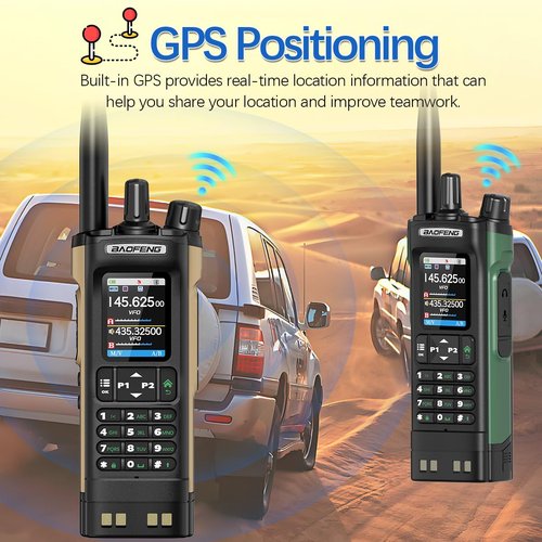 BAOFENG Radio UV32 Ham Radio Handheld 10W Rechargeable Walkie Talkies Long Range UV-32 5RM Two Way Radio NOAA Weather Radio with GPS,APP Programming Copy Frequency 2500mAh Battery USB-C Charging