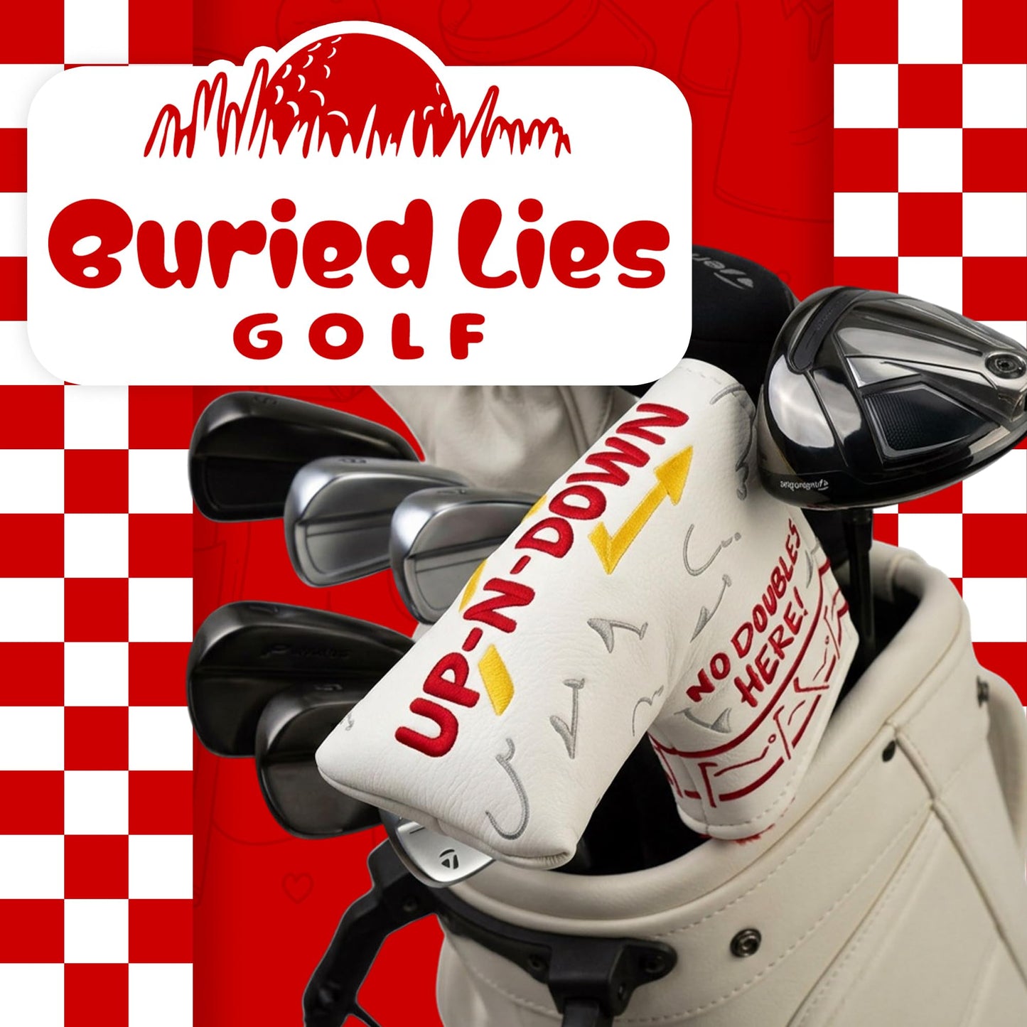 Buried Lies Golf Head Covers, Blade Putter Cover - Magnetic Closure, Advanced Embroidery, Full Protection - Golf Accessories, Cool Funny Headcover for Men and Women