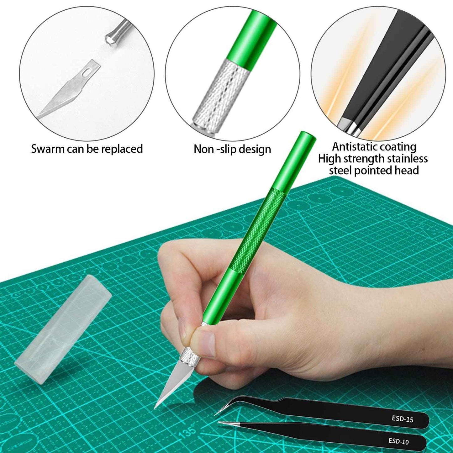 Miluosong 25pcs Precisio with Deburring Tool, Craft Knife,hand File,Carving Knife Suitable for sanding, carving, modeling, cutting, scraping,3D Printing Deburring kit