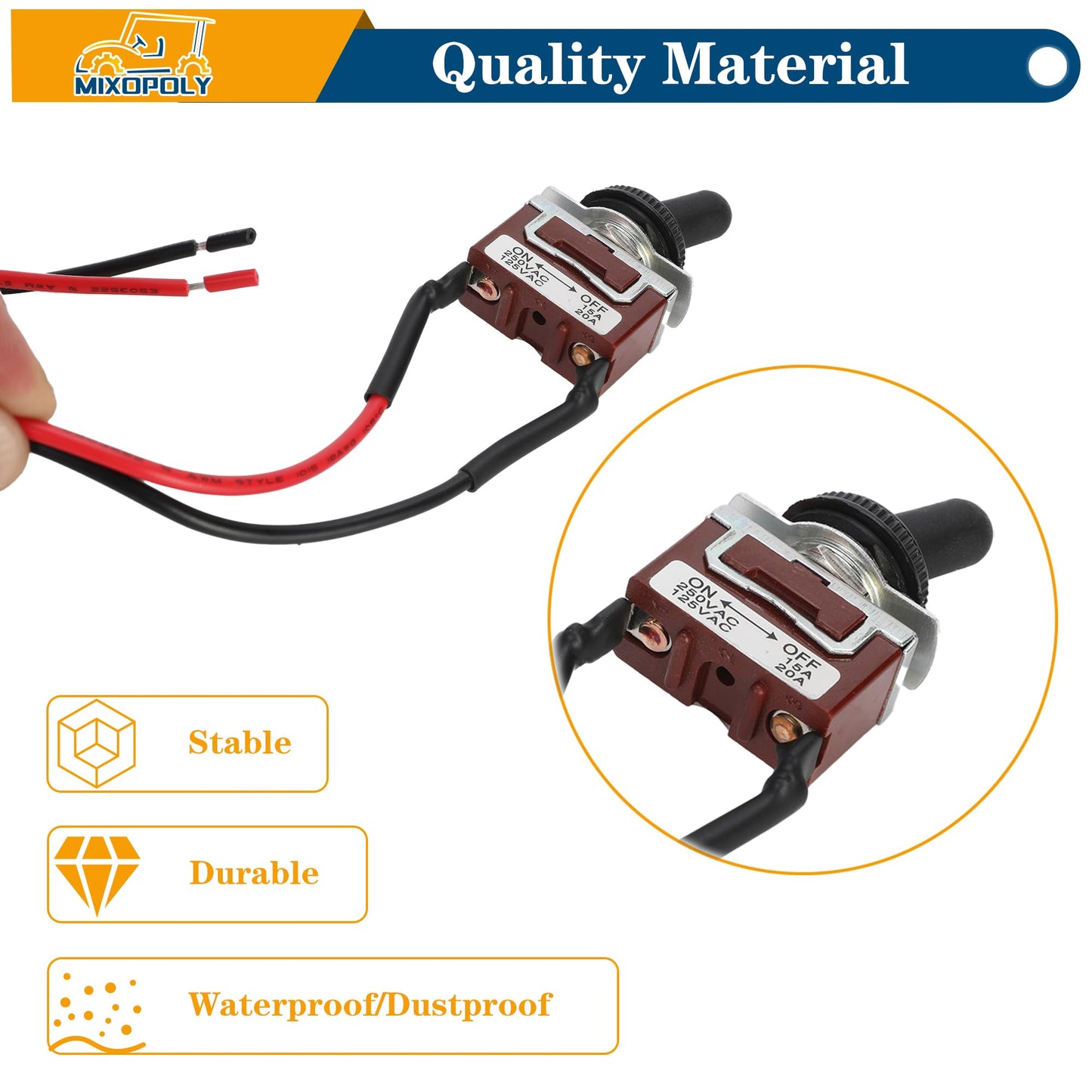 MIXOPOLY Golf Cart Run Tow Switch Replacement Kit for EZGO RXV and 2Five Electric 2008-up, OEM 608900