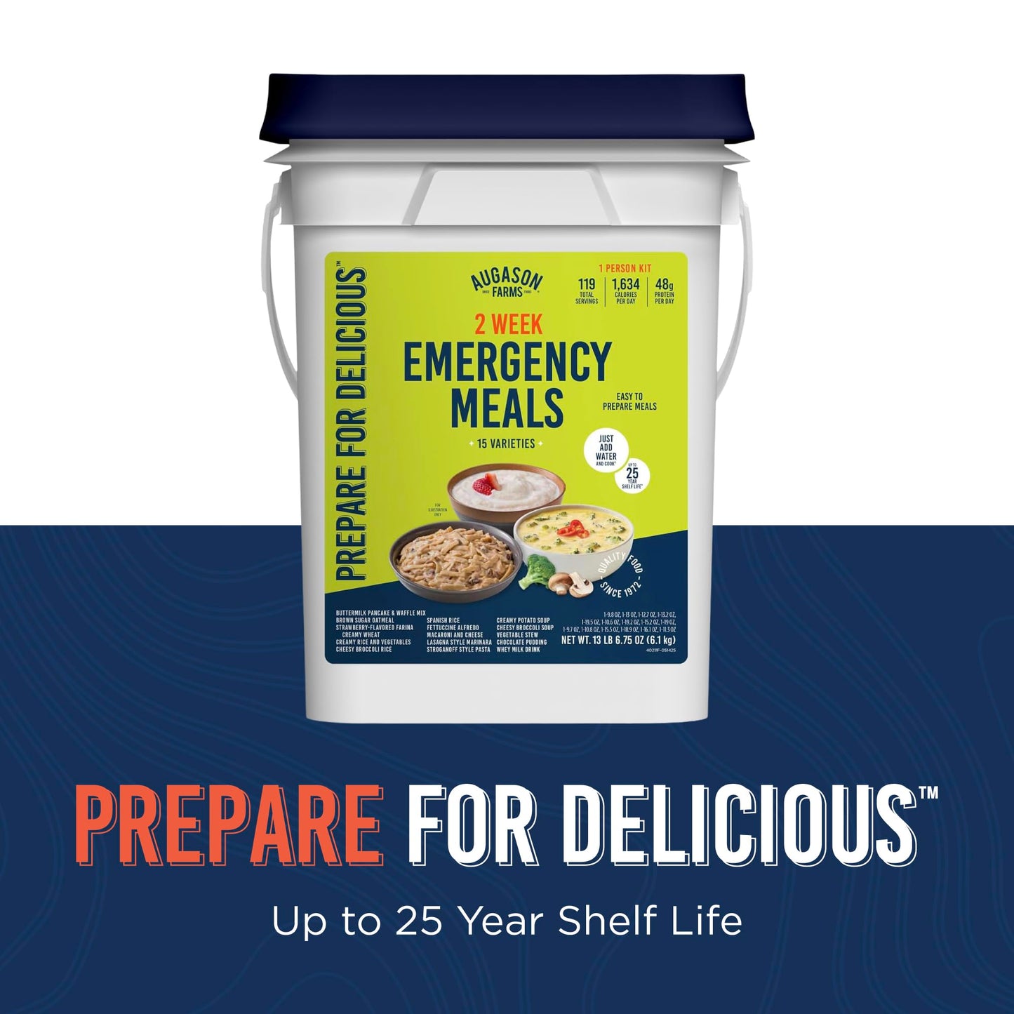 Augason Farms 2 Week Emergency Food Supply Kit – 1 Person Survival Meal Kit – Dehydrated Meals with Long Shelf Life – Just Add Water – Ideal for Prepping, Camping, Emergency Use – 119 Servings