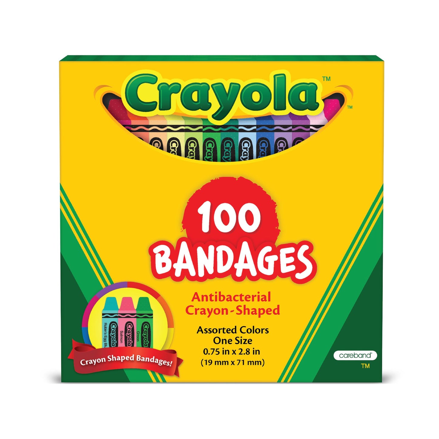 Crayola Shaped Kids Bandages, 100 CT | Great for Birthdays, Party Supplies, Stickers, Stocking Stuffer or White Elephant Gift | Adhesive Bandages for Minor Cuts, Scrapes, & Burns