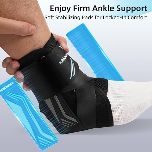 XRIONELL 2 Pack Quick Lace Up Ankle Brace for Women & Men,Slim Fit Ankle Support Brace with Side Stabilizing Pads,Adjustable & Breathable Ankle Support for Basketball Volleyball Sports, M