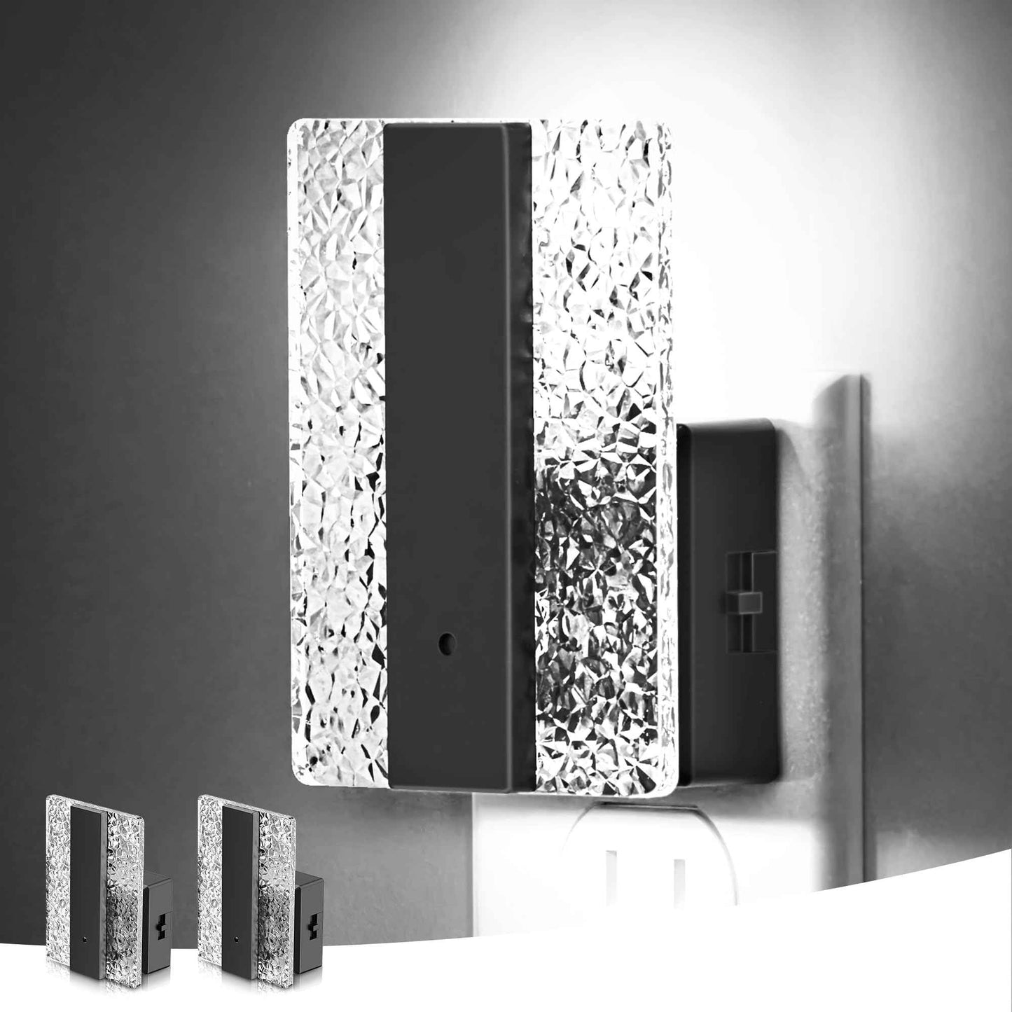 L LOHAS LED Night Lights Plug Into Wall, 2 Pack Night Light with Dusk-to-Dawn Sensor, Dimmable Decorative LED Nightlights, 0-100LM 5000K Adjustable Brightness for Bathroom, Hallway, Bedroom,Stairway