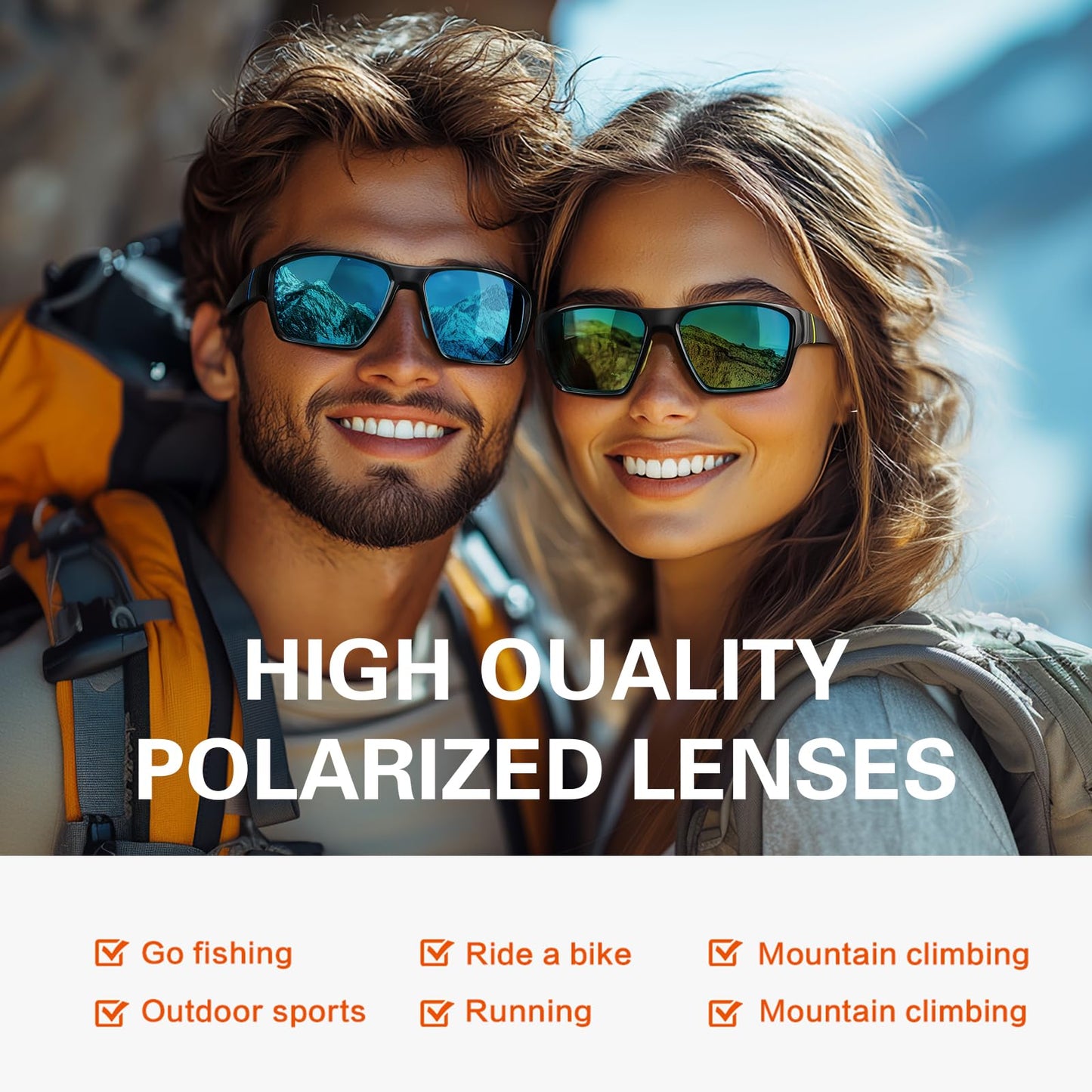 suoso Sports Polarized Sunglasses for Men: TR90 UV400 Protection Sun Glasses Womens Wrap Around Goggles for Drving Fishing Dark Blue
