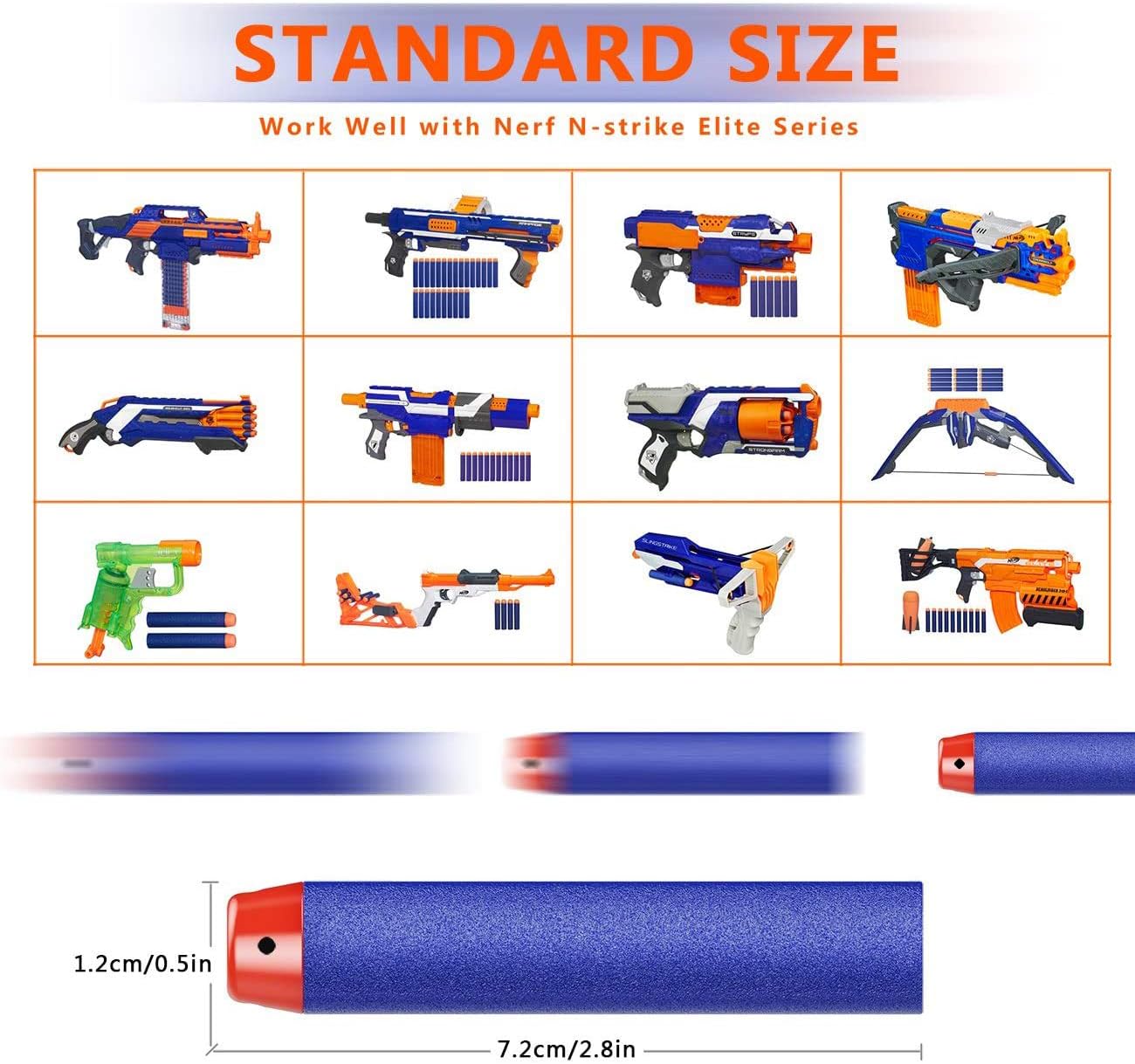 Skiennix Refill Darts Bullets - 100 Premium Foam Ammo for Nerf N-Strike Elite Series Blasters | Blue