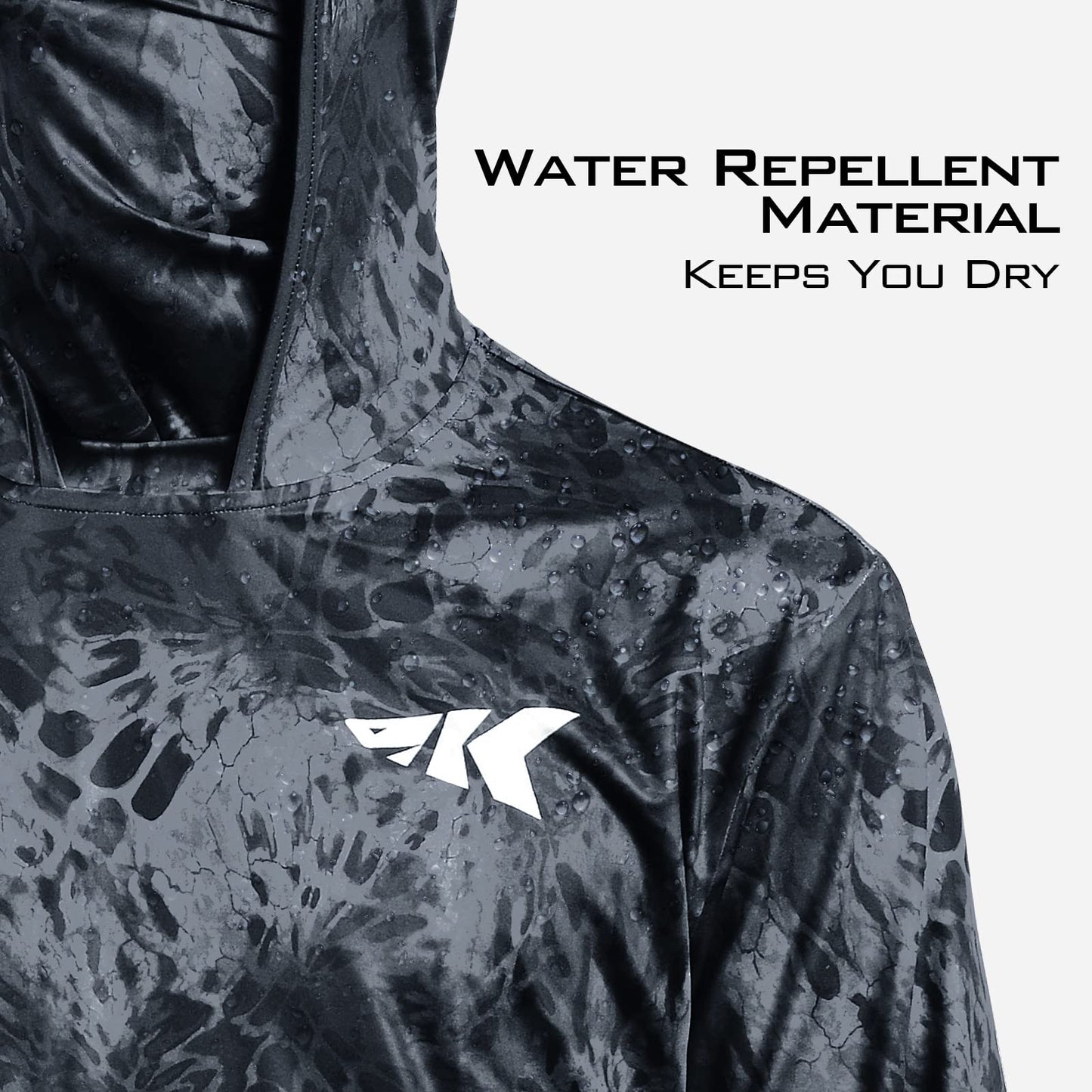KastKing UPF 50 Fishing Hoodie Shirt for Men and Women, Long Sleeve Fishing Hiking Shirt, Breathable Moisture Wicking,Blackout,Large