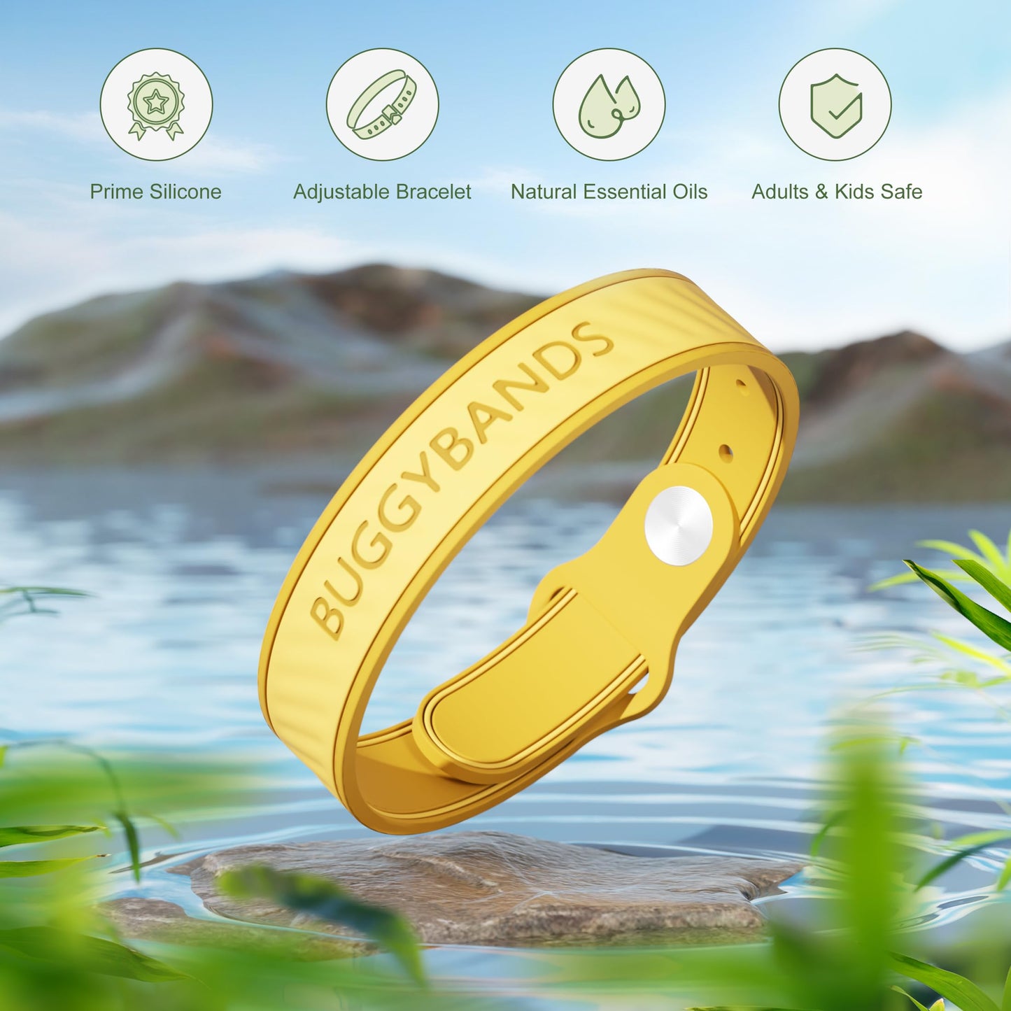 BuggyBands 9 Pack Mosquito Repellent Bracelets Silicone Mosquito Repellent Bands with DEET Free, Natural & Waterproof Bug Wristbands for Kids and Adults, Outdoor Traveling Protection